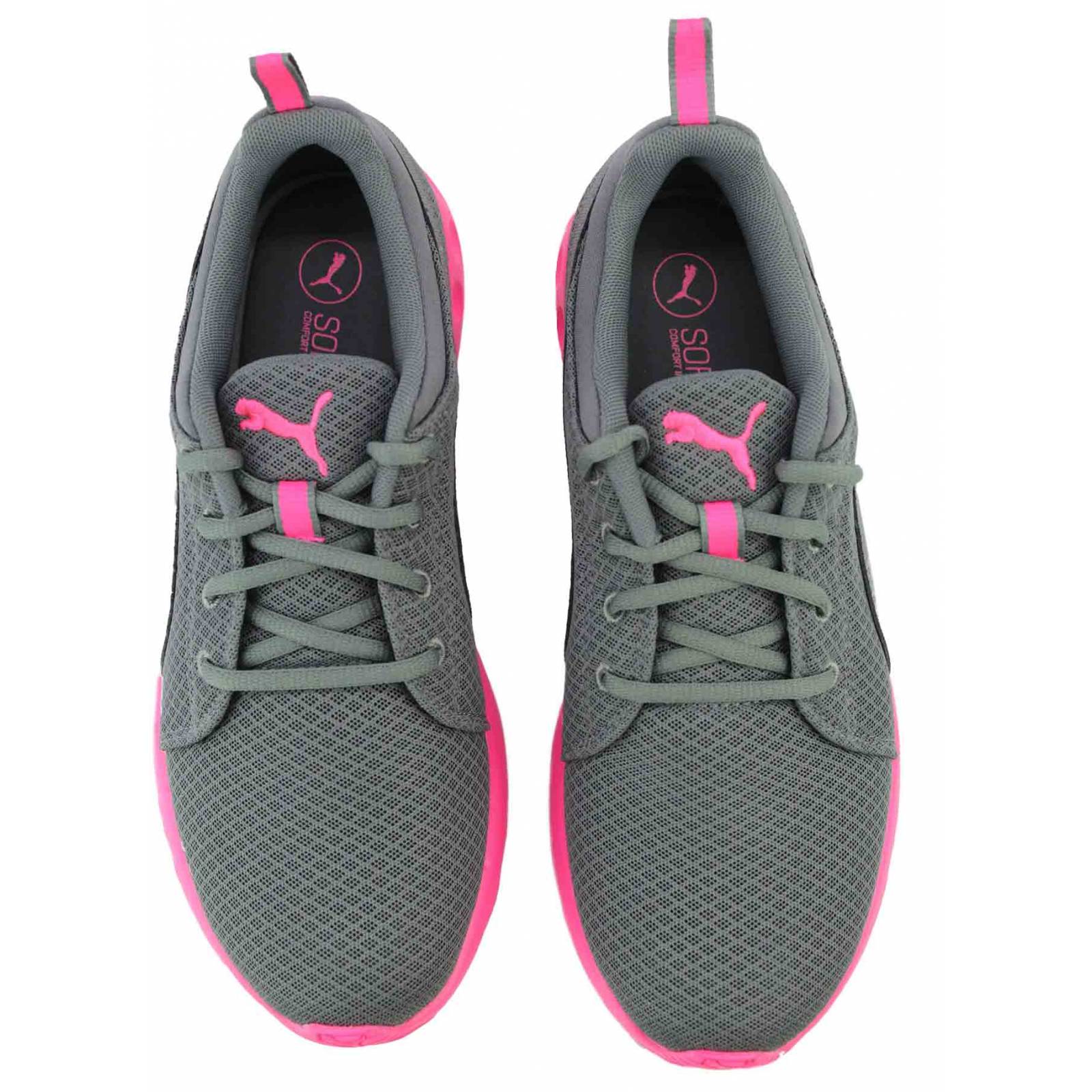 Tenis puma dama carson mesh shade gris con rosa