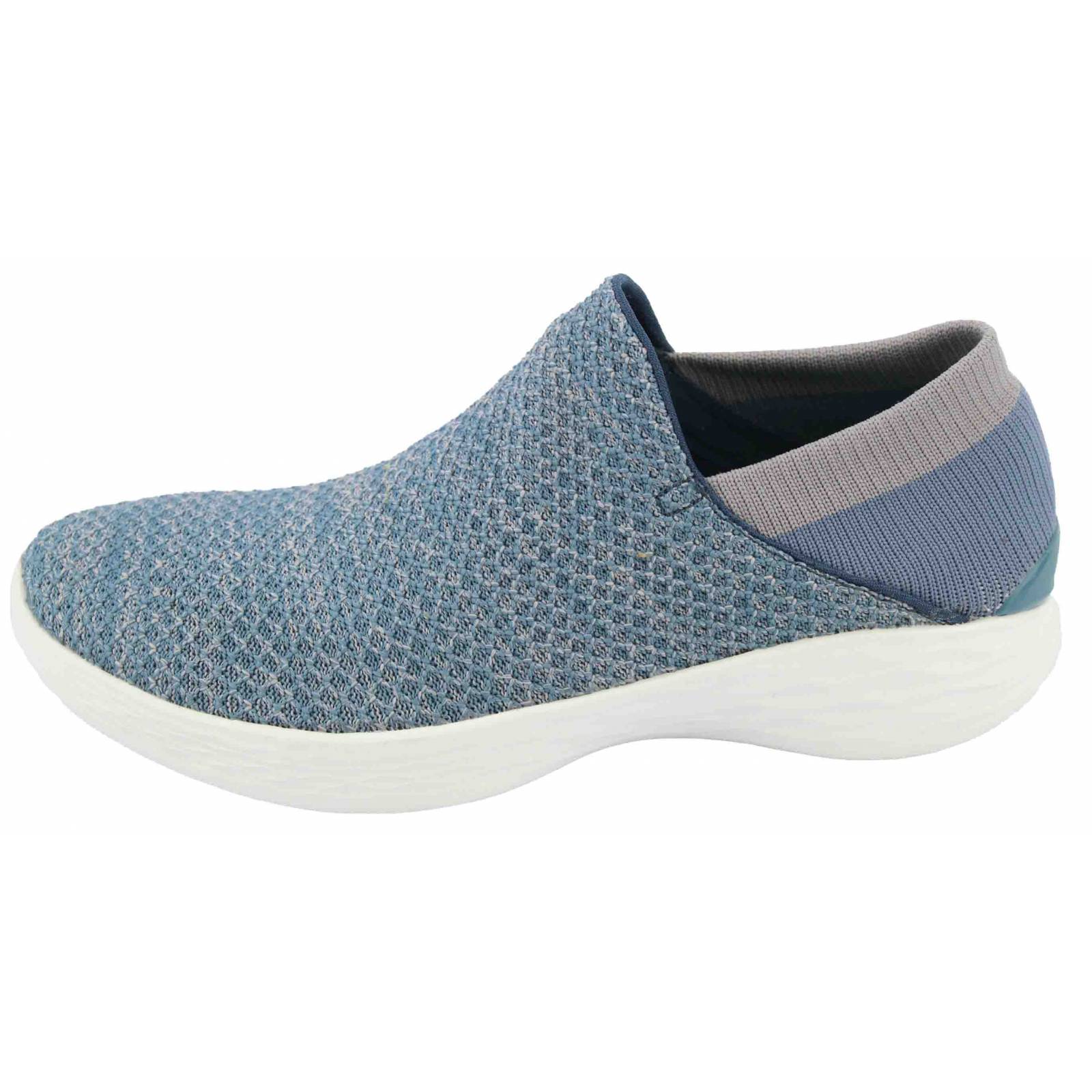 Tenis skechers you slip on dama azul con blanco