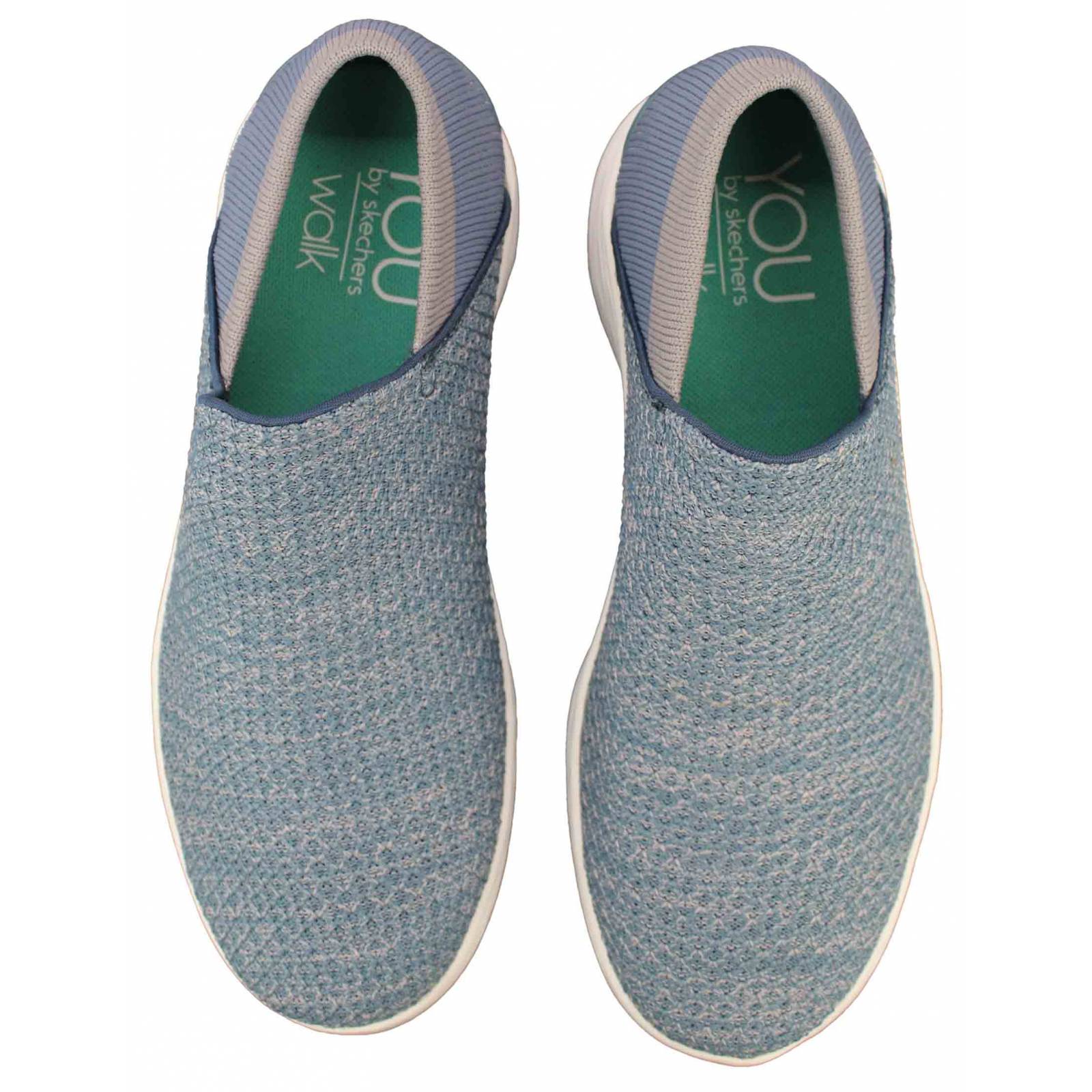 Tenis skechers you slip on dama azul con blanco