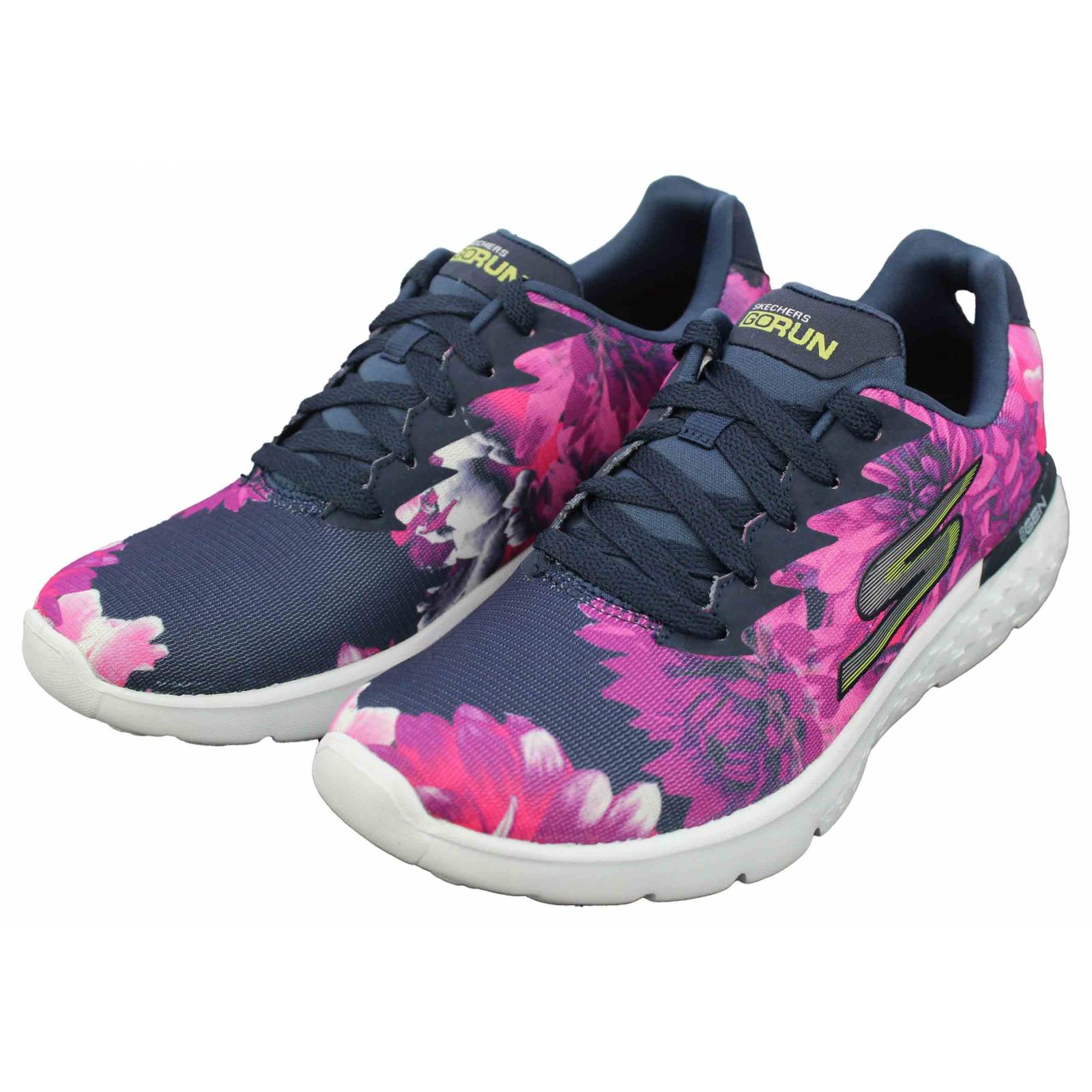 Tenis skechers dama go run 400 strive x morado flores