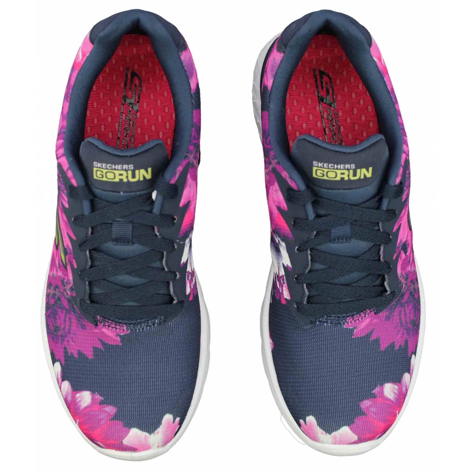 Tenis skechers dama go run 400 strive x morado flores