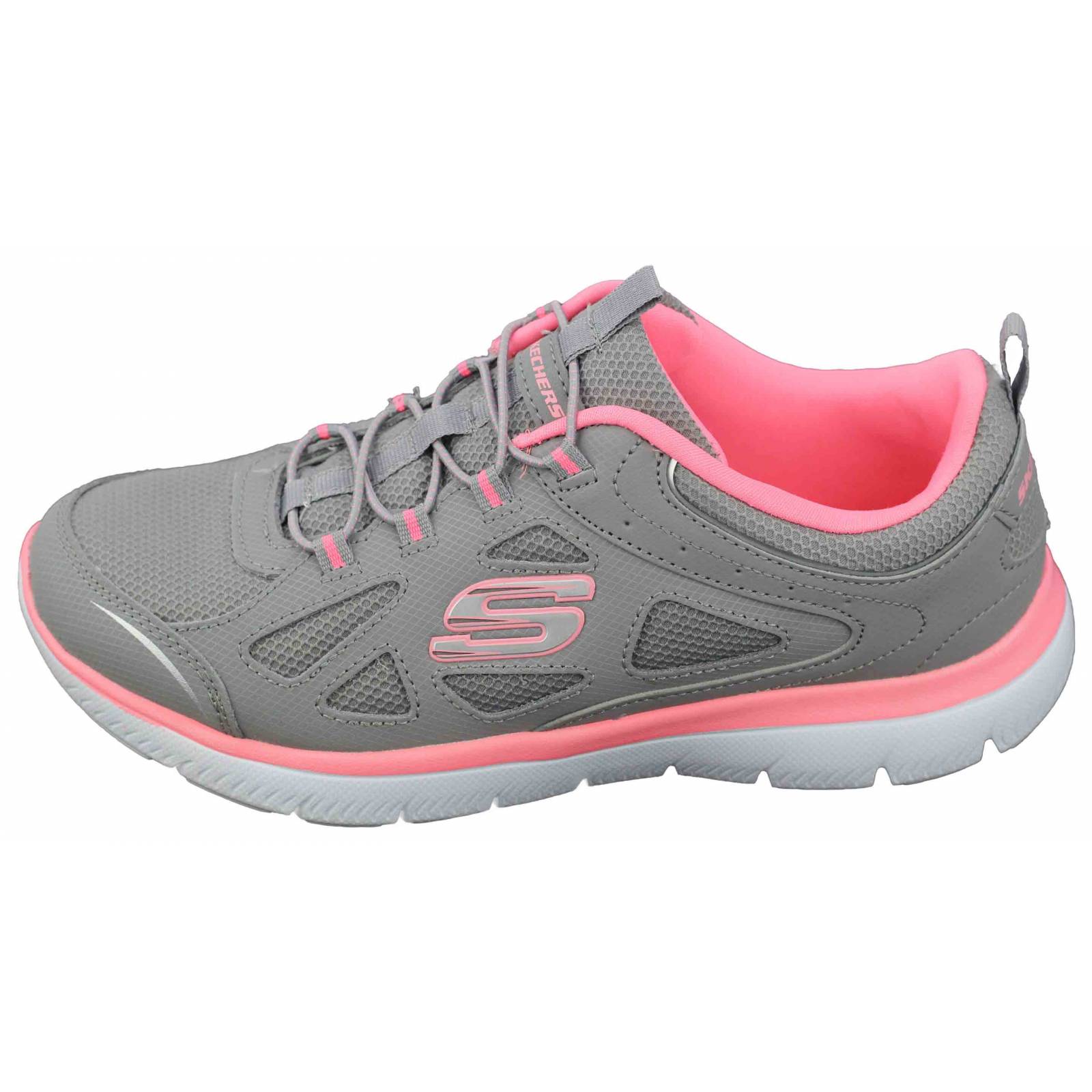 Tenis skechers dama summits built in gris rosa