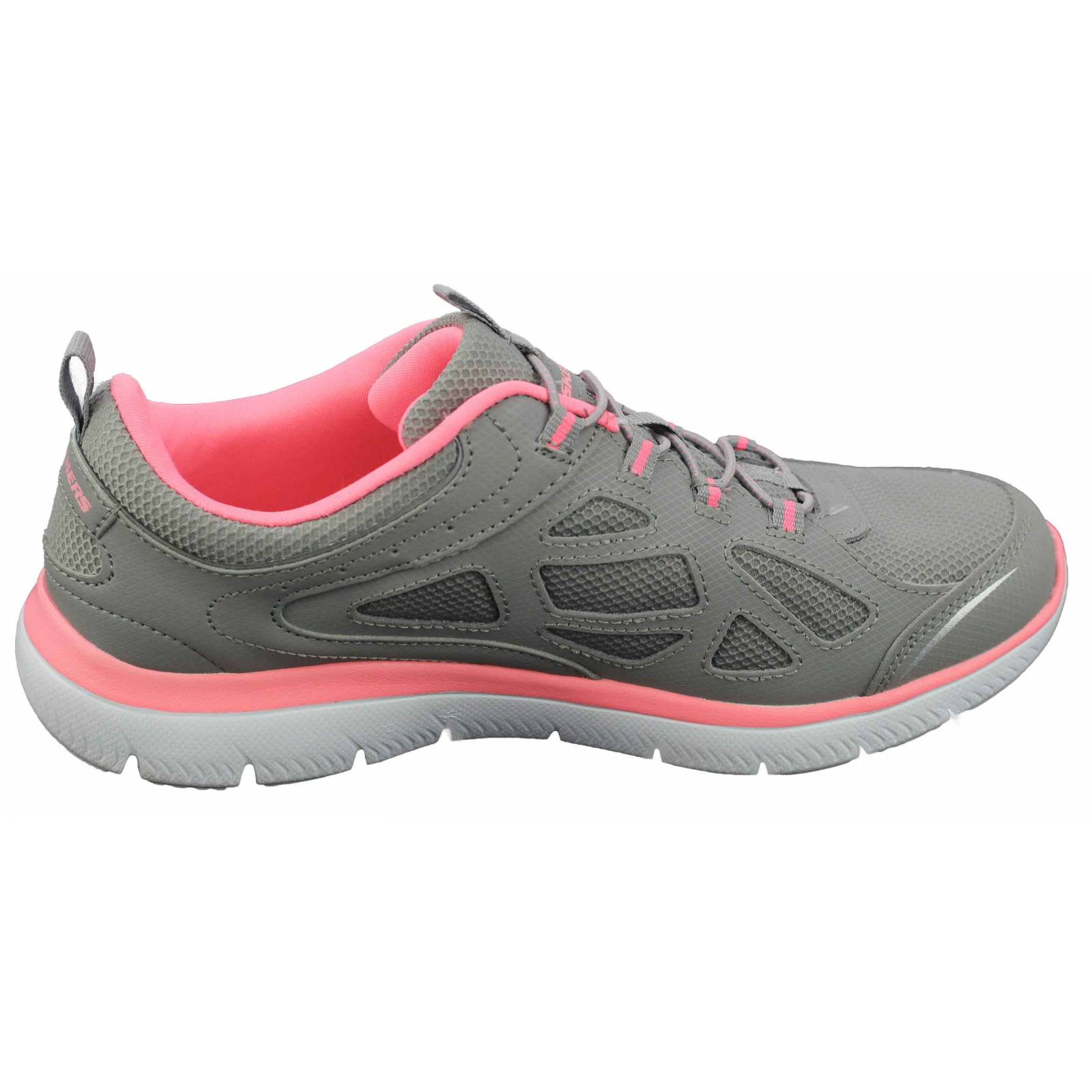 Tenis skechers dama summits built in gris rosa