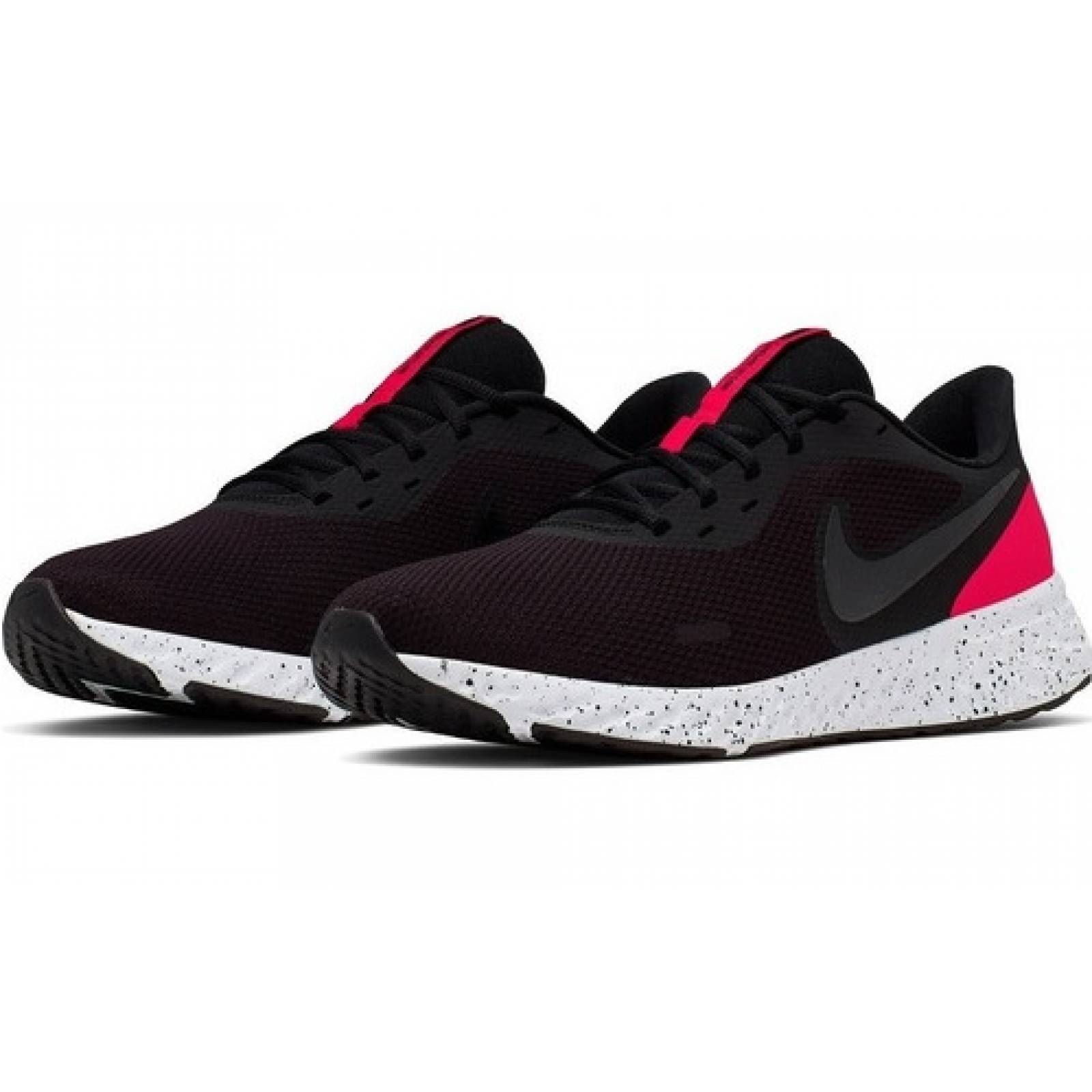 Tenis nike revolution 5 negro rojo bq3204003