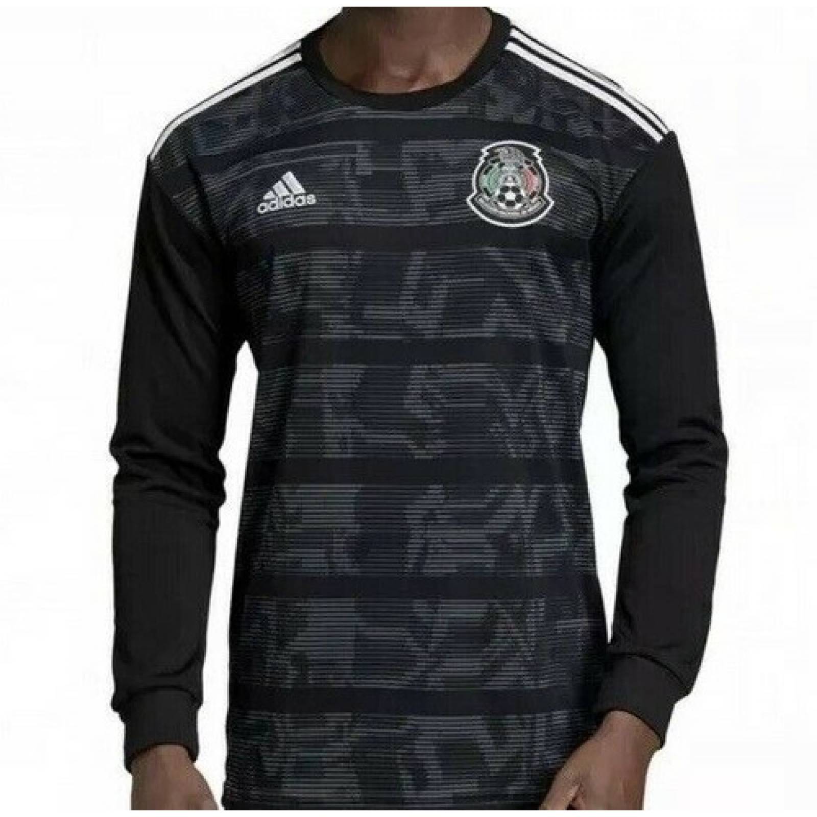 JERSEY ADIDAS MEXICO MANGA LARGA NEGRO CABALLERO DP0207