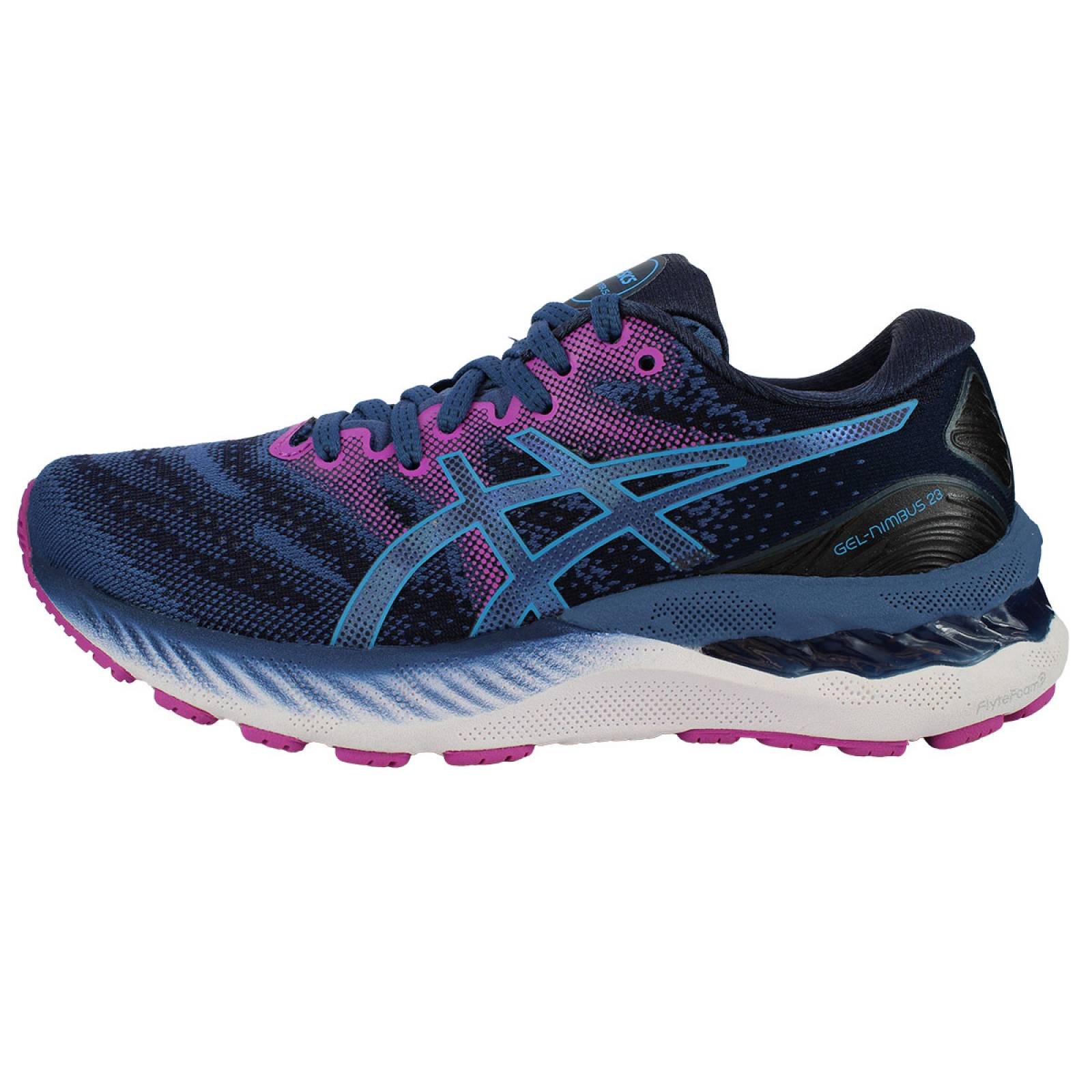 TENIS ASICS DAMA NIMBUS 23 MORADO AZUL (22.5 - 30)