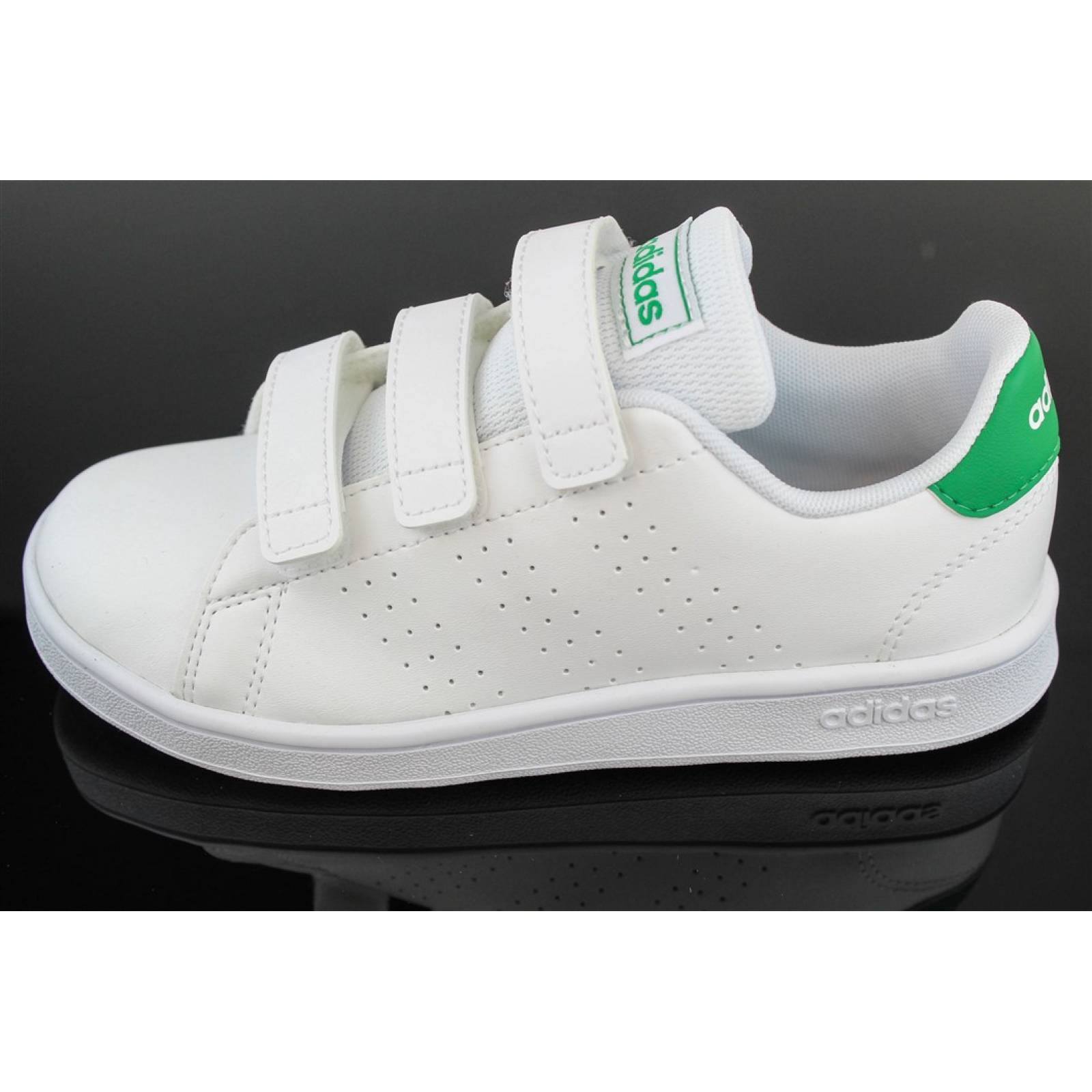 TENIS ADIDAS ADVANTAGE JOVEN BLANCO CON VERDE