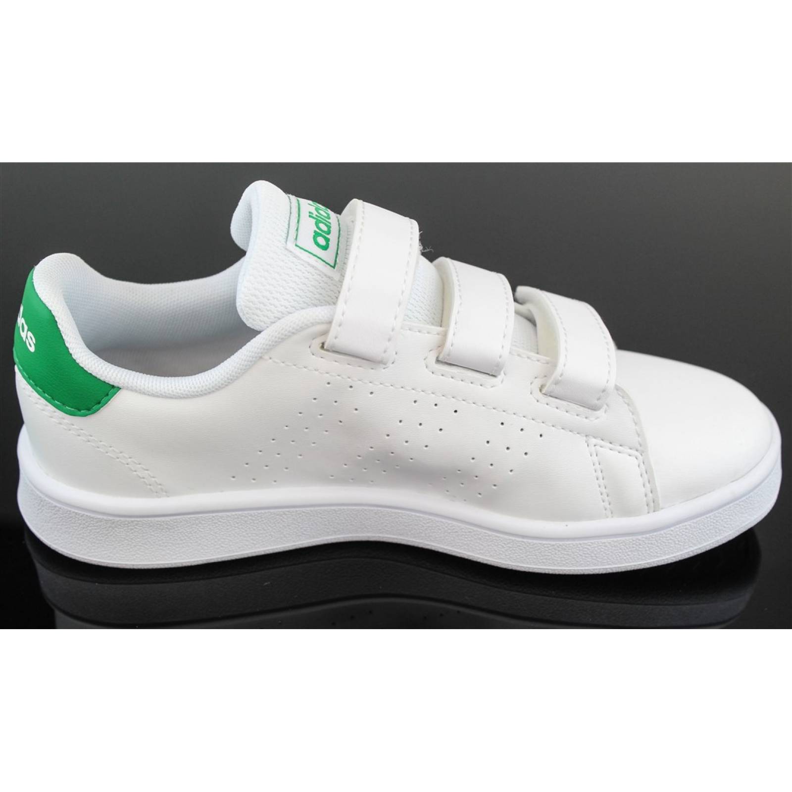 TENIS ADIDAS ADVANTAGE JOVEN BLANCO CON VERDE