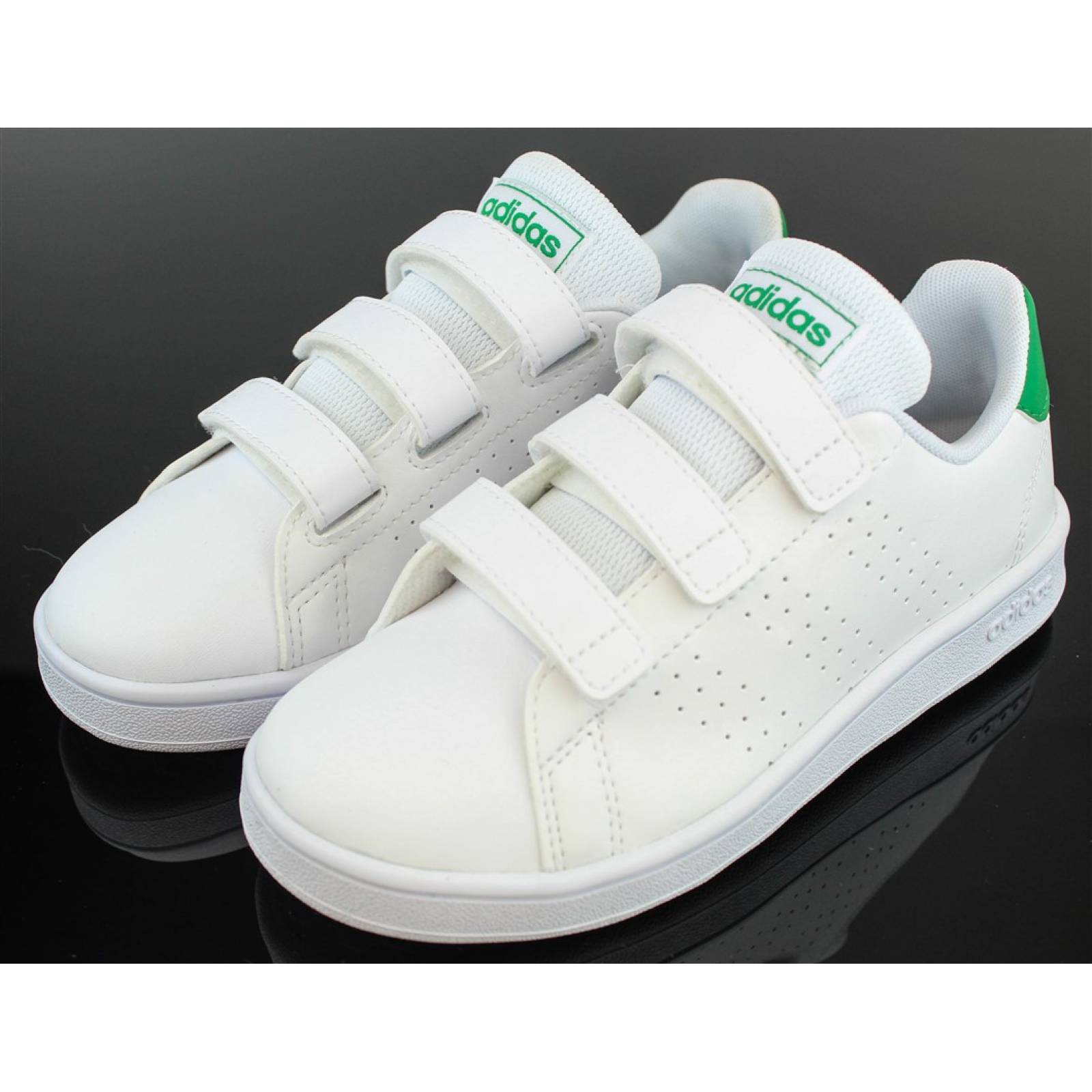 TENIS ADIDAS ADVANTAGE JOVEN BLANCO CON VERDE