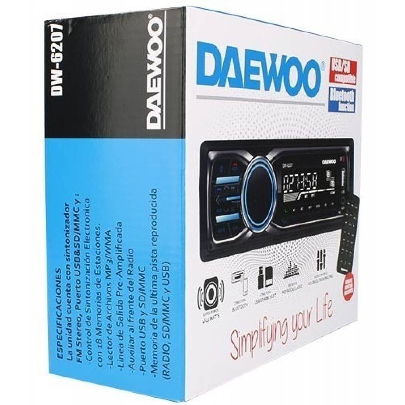 Autoestereo Daewoo Bluetooth, USB. Desmontable