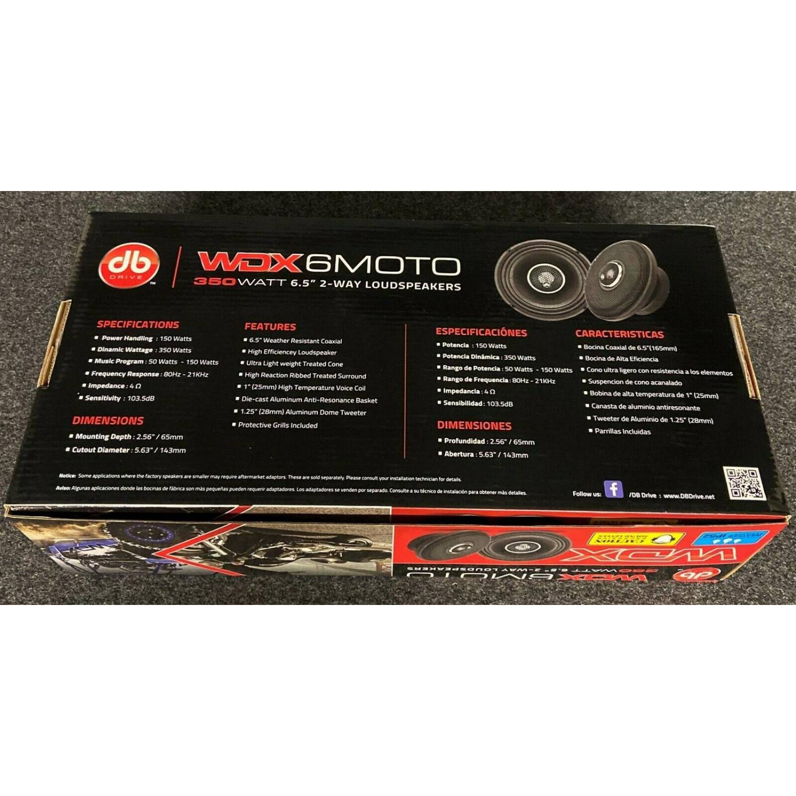 Bocinas Coaxiales Marinas DB Drive WDX6MOTO 350 Watts 6.5 Pulgadas 4 Ohms 2 Vías