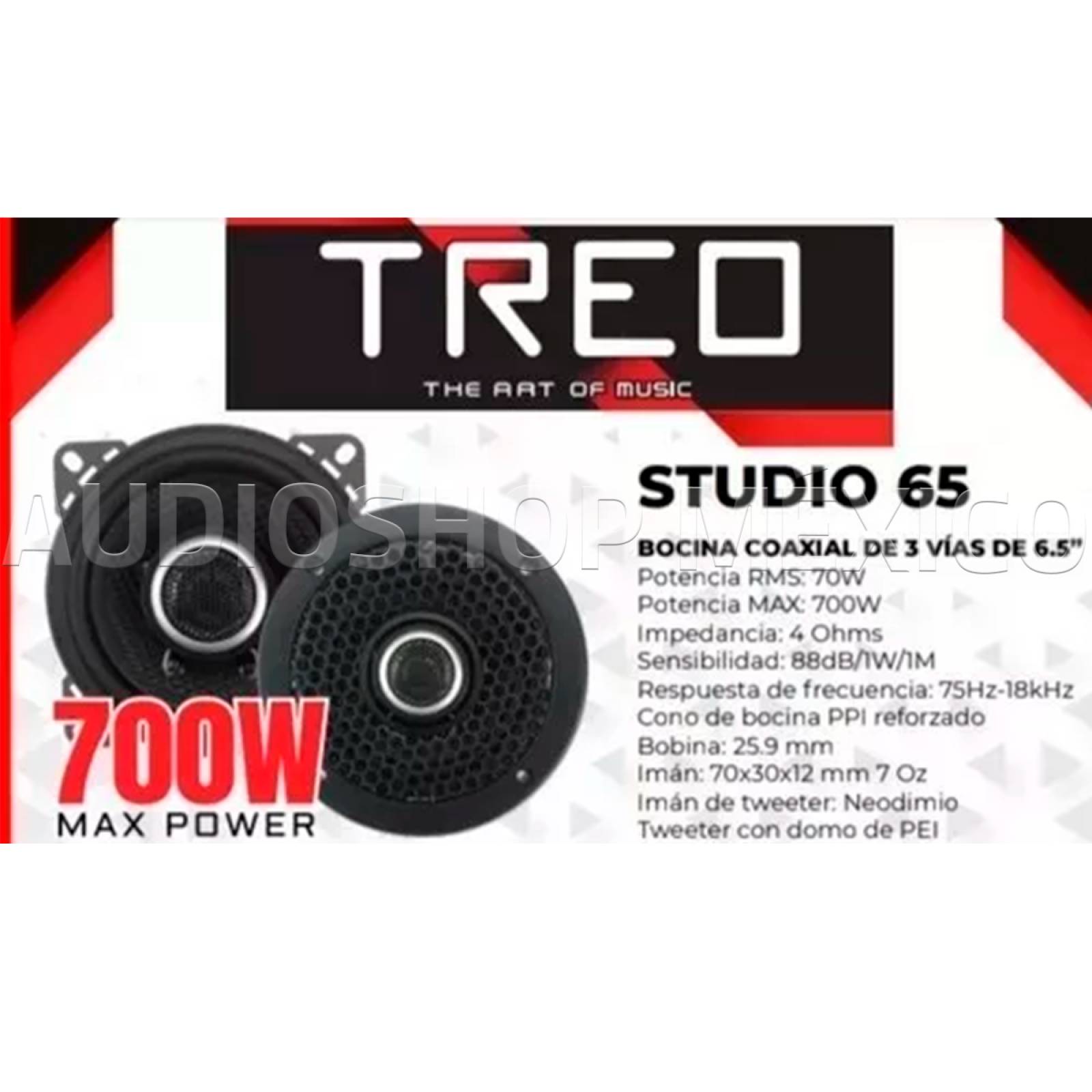 Bocinas Coaxiales Treo STUDIO65 700 Watts 6.5 Pulgadas 4 Ohms 3 Vías 