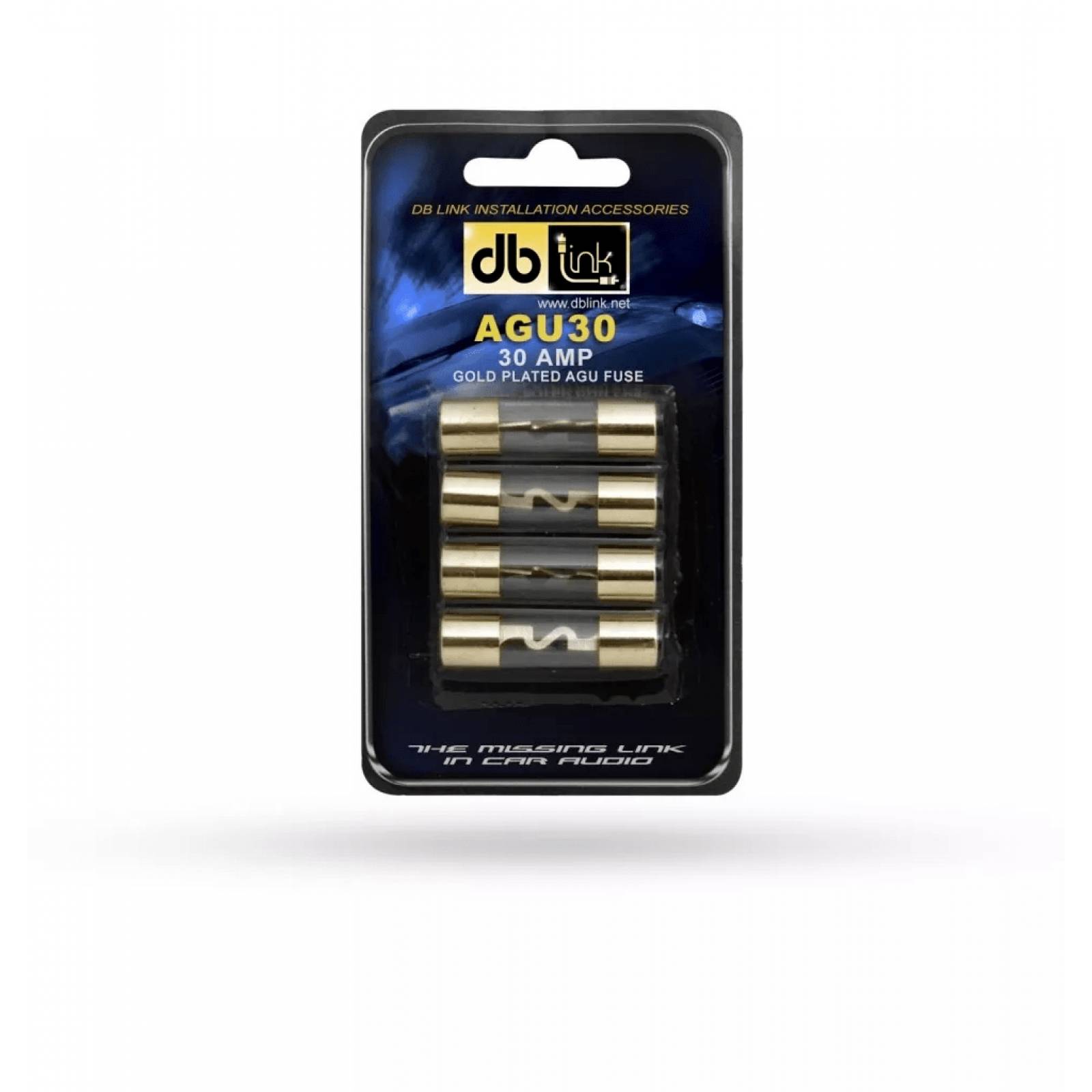 Blister 4 Fusibles AGU DB Link AGU30 30 Amperios Chapado Oro 