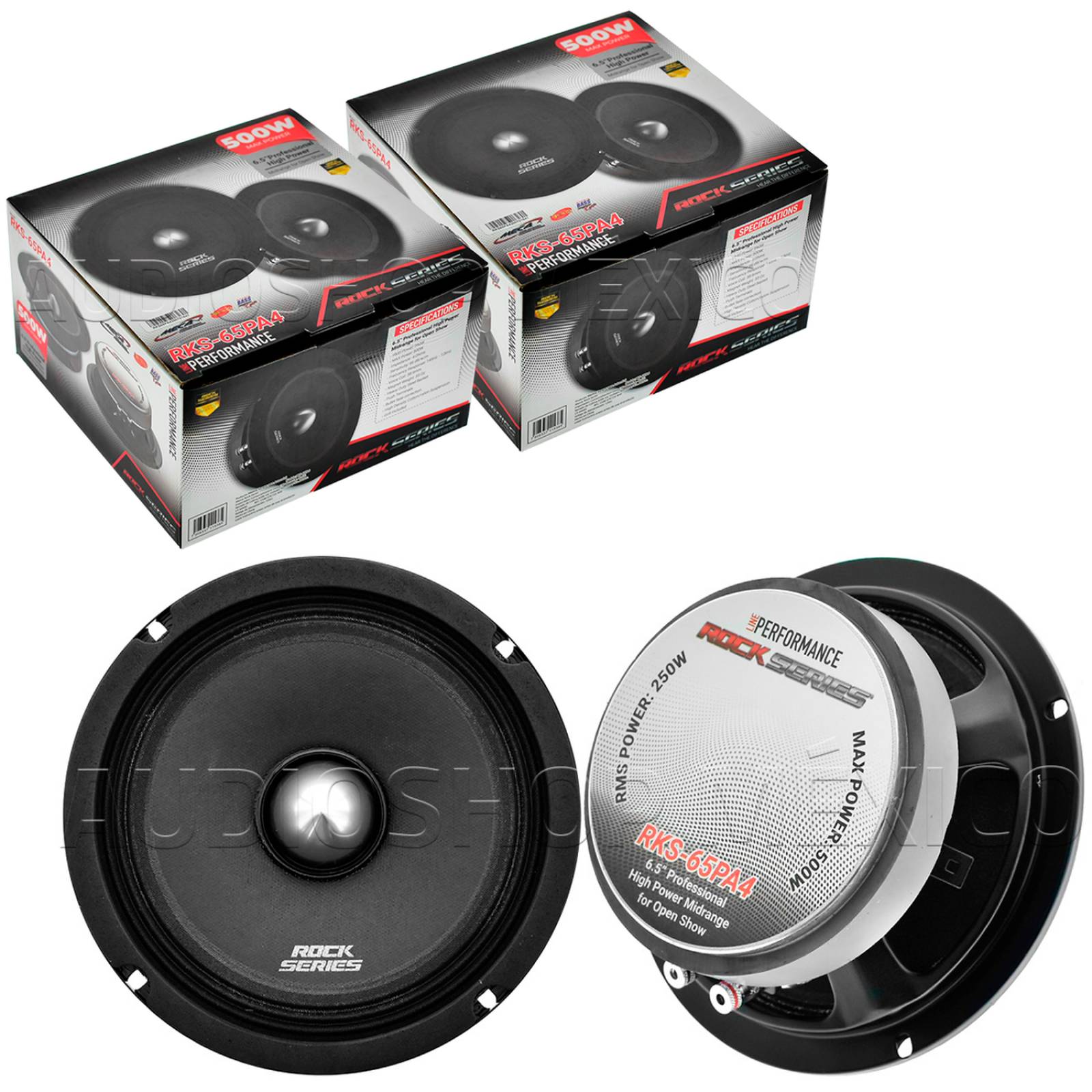 Par de Medios Rangos Open Show Rock Series RKS-65PA4 500 Watts 6.5 Pulgadas 4 Ohms Performance Serie 