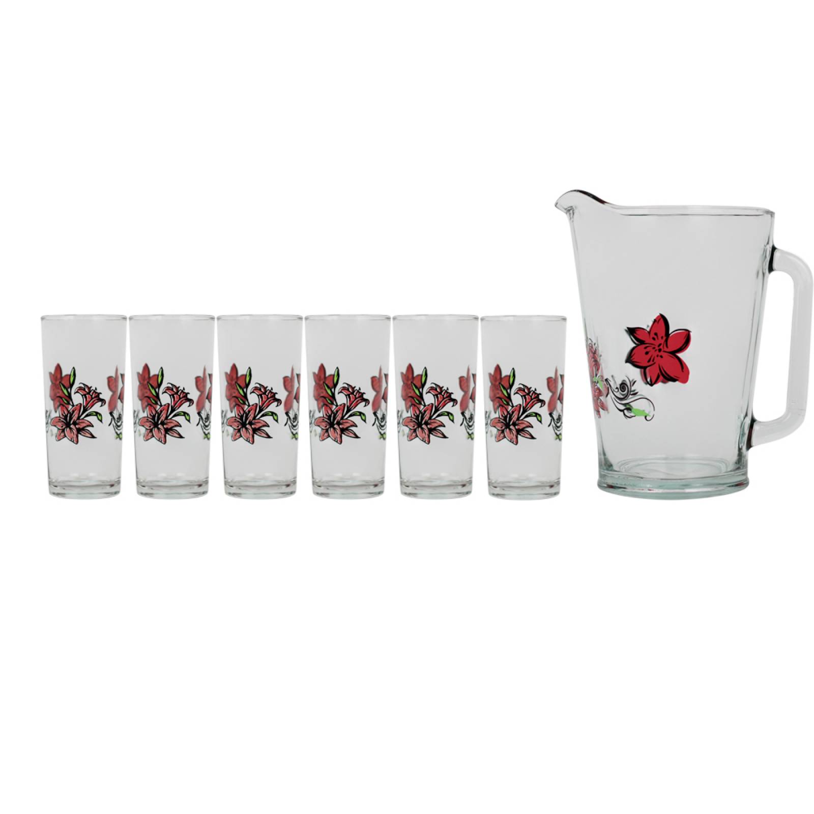 Juego De Agua 7 Piezas Flores Lilis Soave