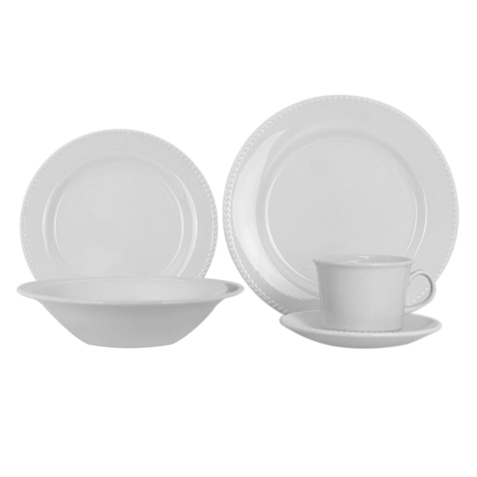 Vajilla 20 piezas Blanco Perla Corona