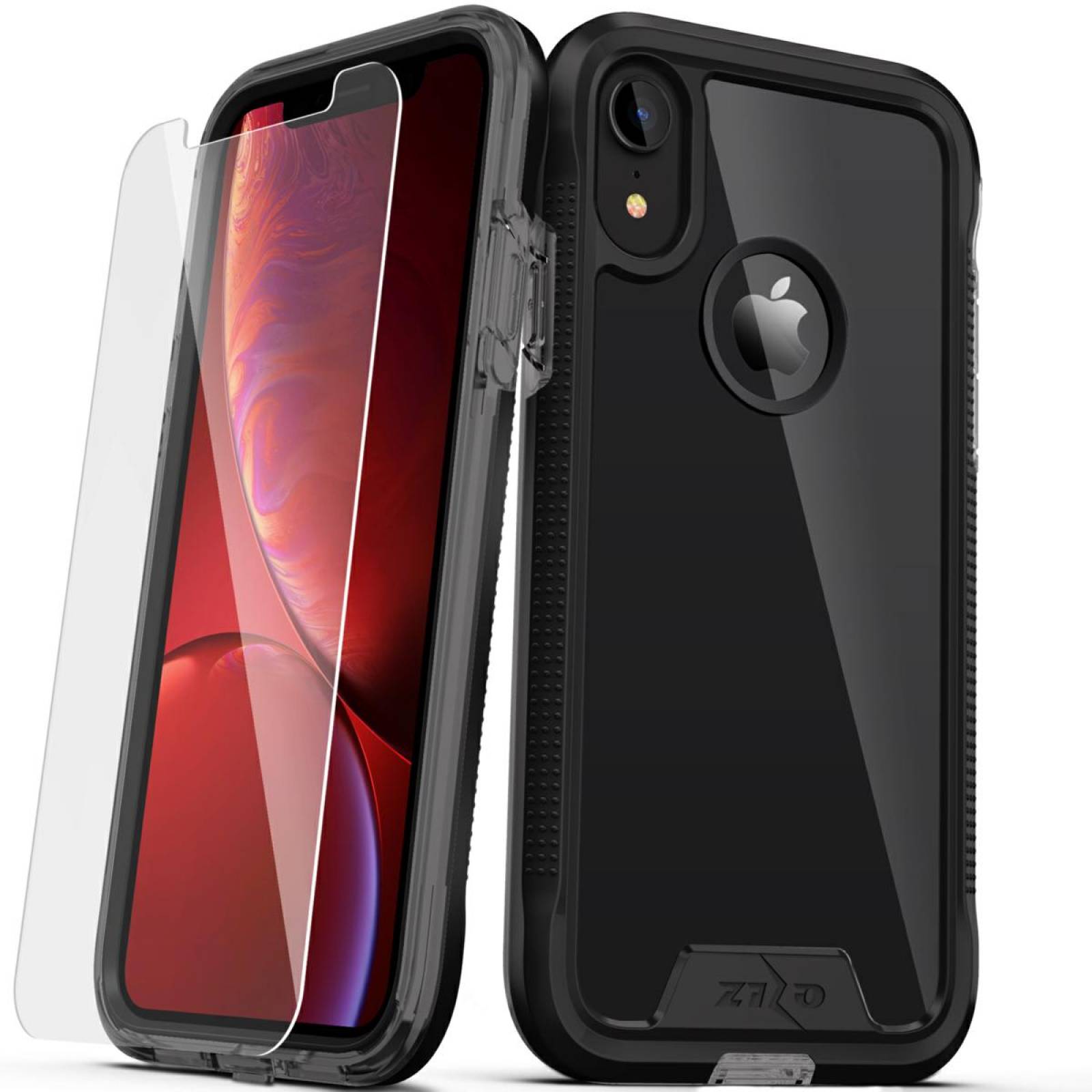 Funda iPhone XR con cristal 9H ZIZO ION negro