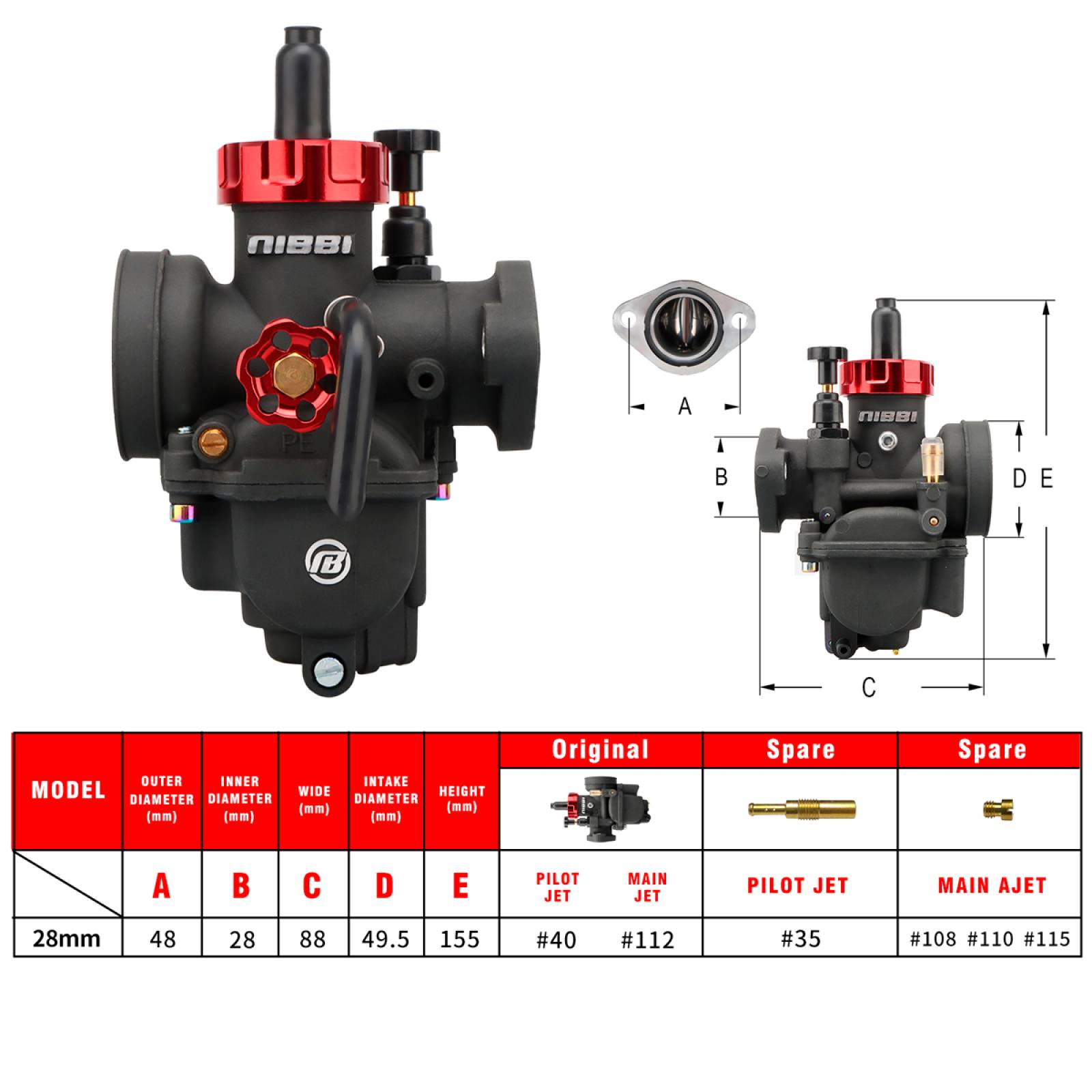 CARBURADOR RACING MOTO 4T DIAMETRO 28MM