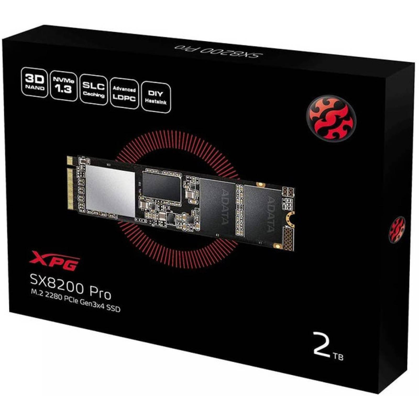 Unidad de Estado Solido M.2 2280, ADATA XPG SX8200 Pro, 1TB, Pcie Gen3x4, Lectura 3500 MB/s, Escritura 3000MB/s, NAND 3D(ASX8200PNP-1TT-C)