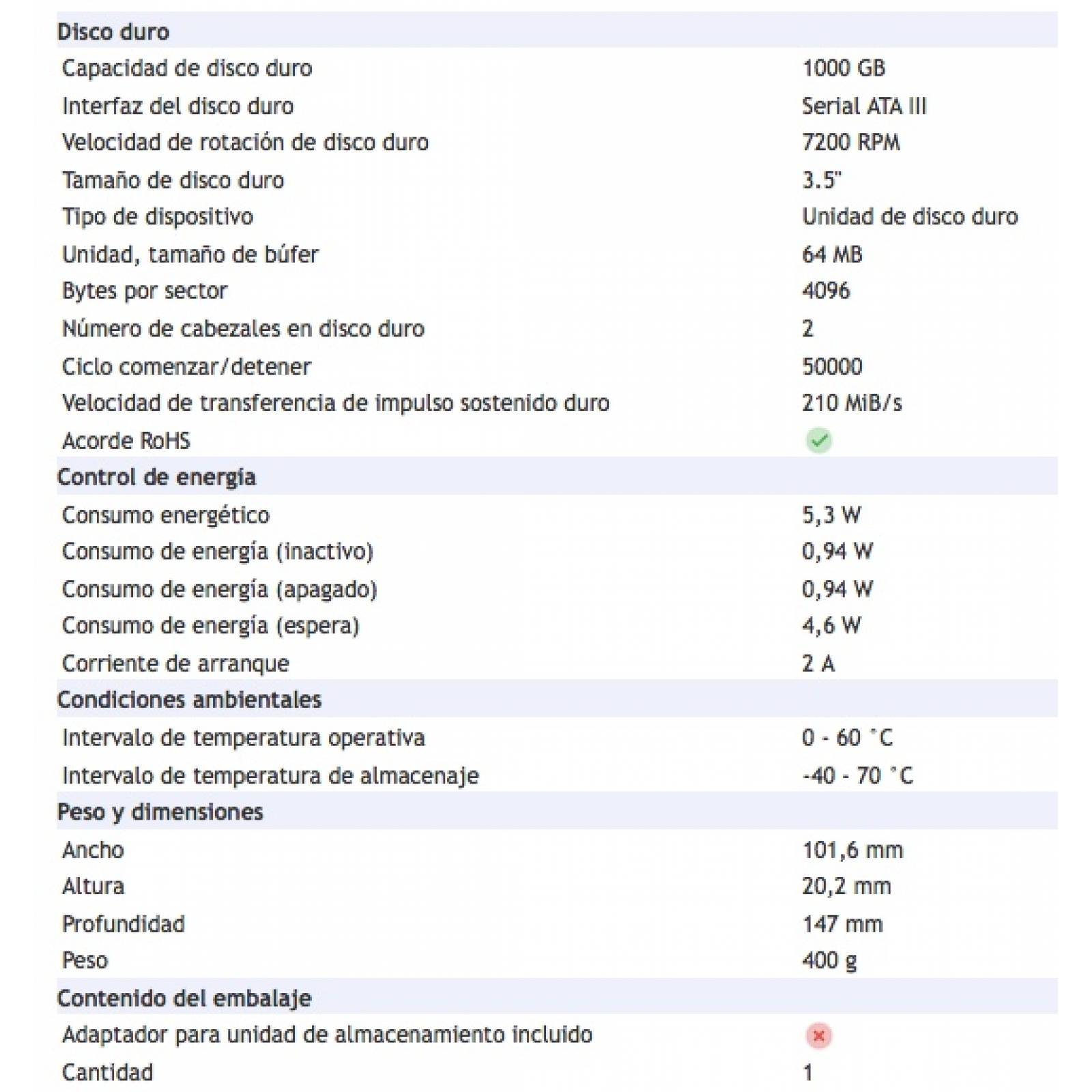 Disco Duro Seagate Barracuda, 1Tb, Sata III, 3.5", 7200Rpm