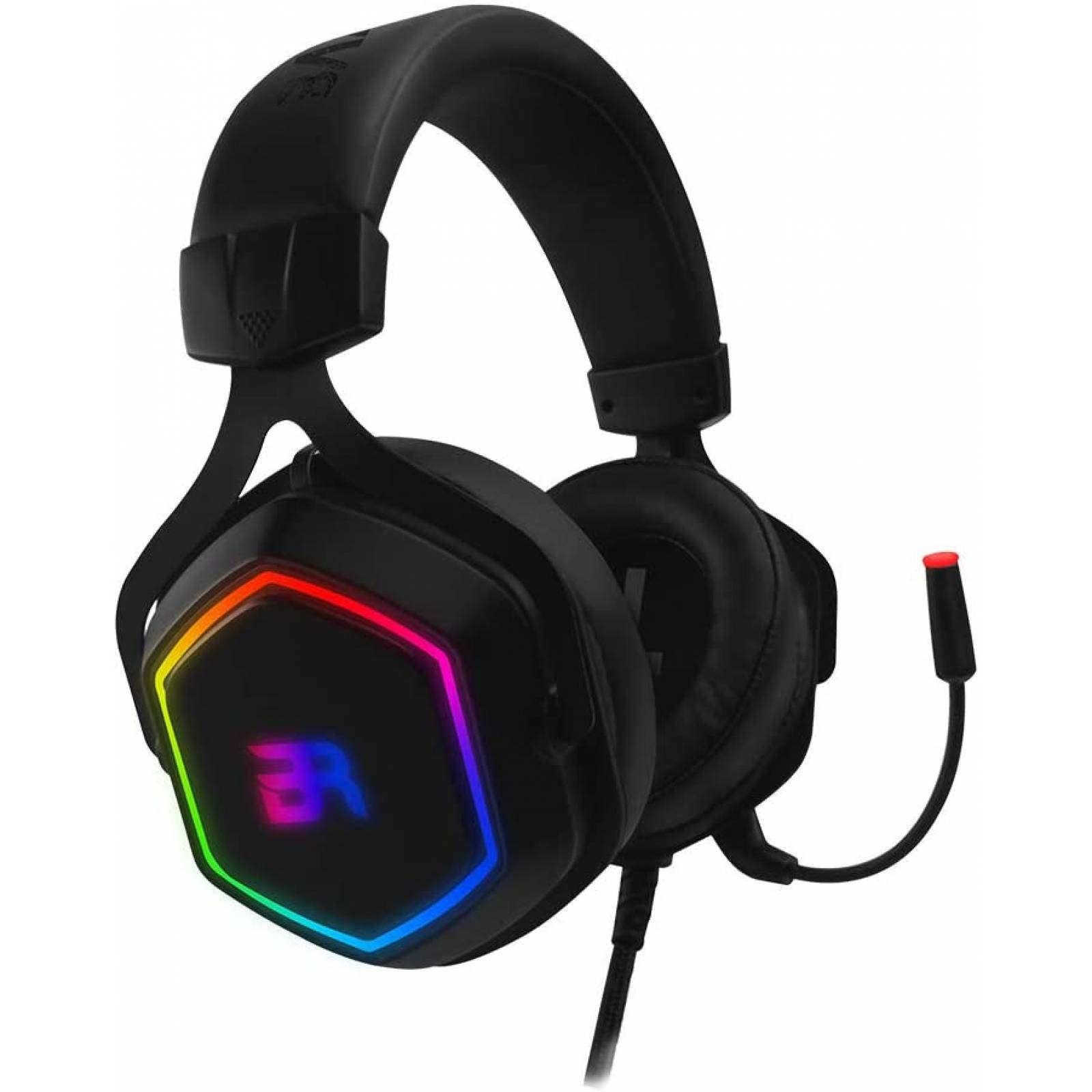 Diadema Gaming Balam Rush Hesix, Microfono Desmontable y Flexible, 7.1 Canales Virtual, Luz RGB Spectrum, Usb, Color Negro (BR-929776)