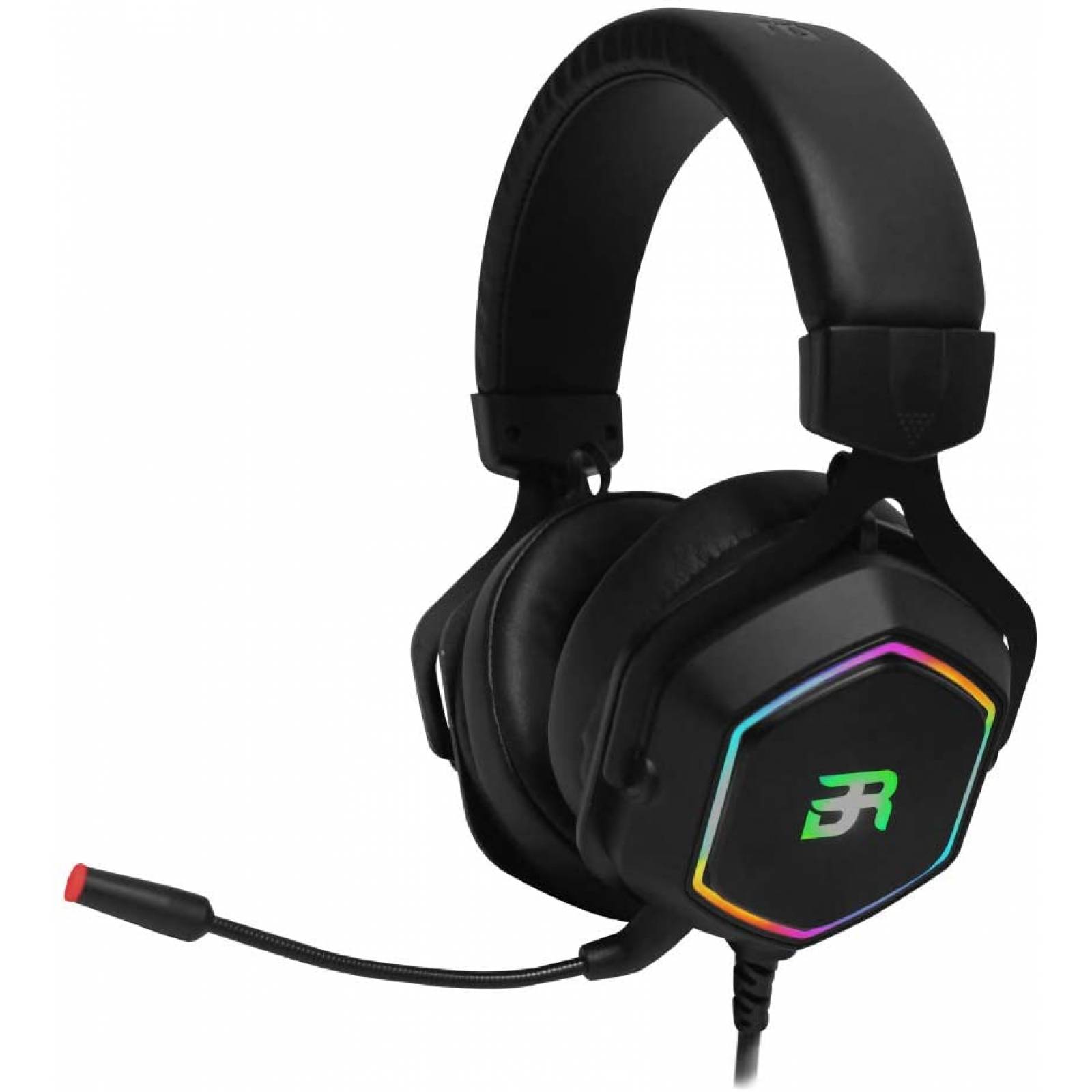Diadema Gaming Balam Rush Hesix, Microfono Desmontable y Flexible, 7.1 Canales Virtual, Luz RGB Spectrum, Usb, Color Negro (BR-929776)