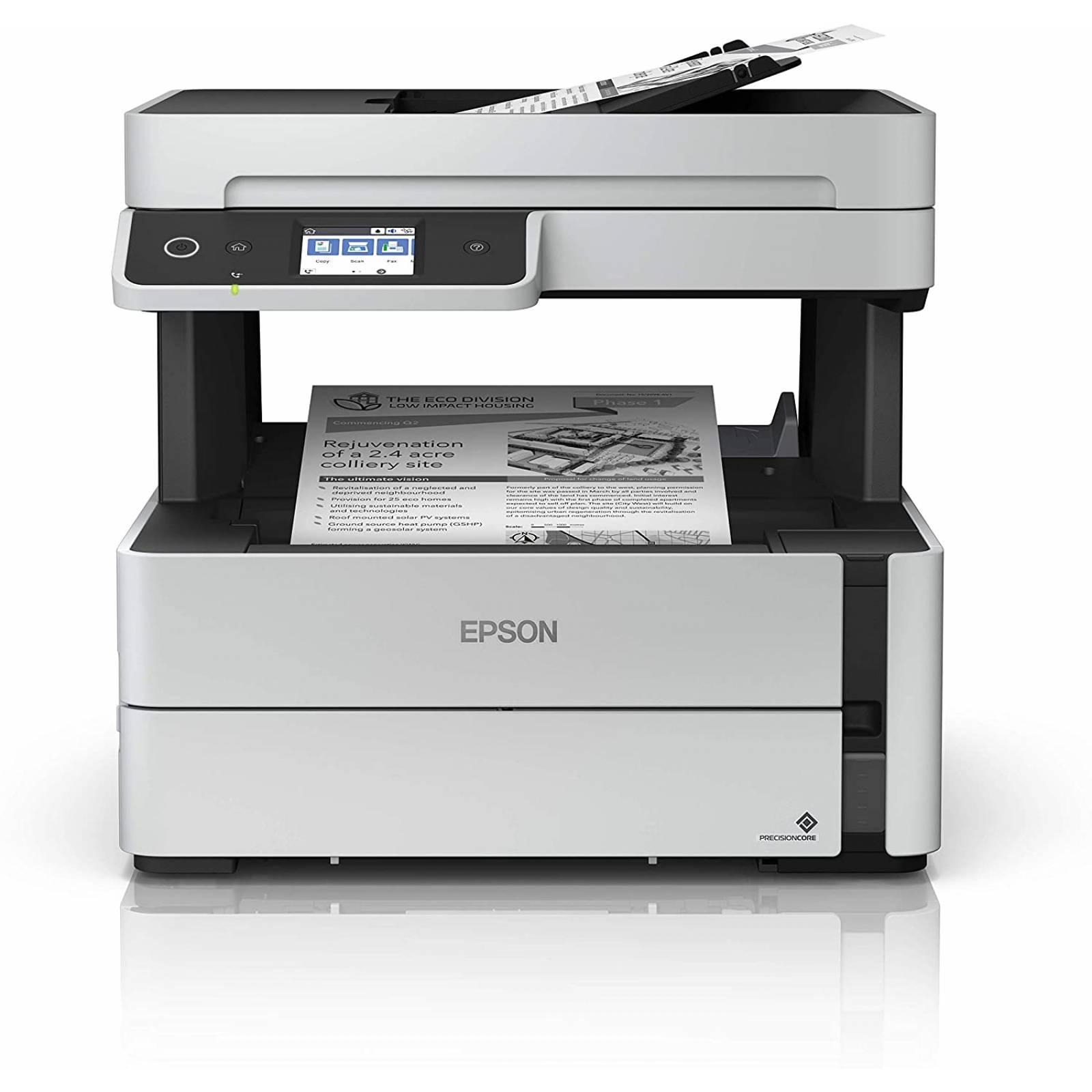 Multifuncional Monocromática Epson EcoTank ET-M3180 Inyección, Imprime/Copia/Escanea/Fax, LCD 2.4" Táctil, Inalámbrica/Usb 2.0,/ Ethernet, Doble Cara