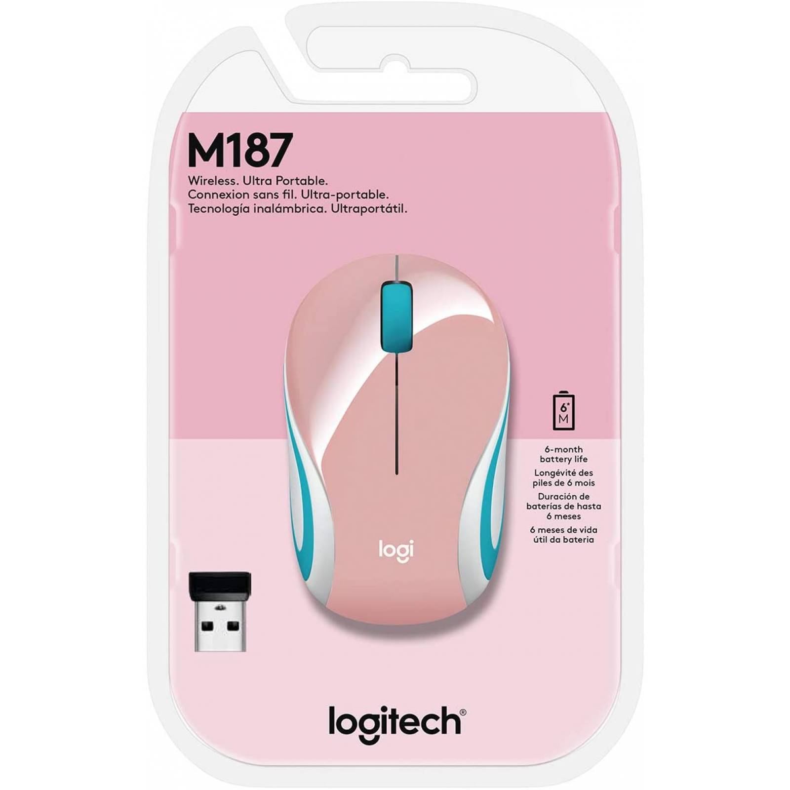 MOUSE LOGITECH M187 MINI INALAMBRICO BLOSSOM (910-005364)