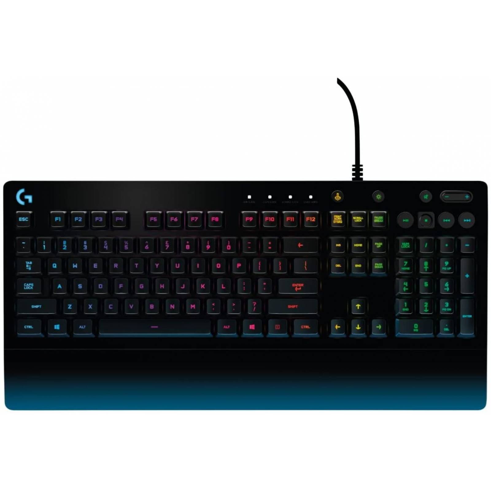 Teclado Gaming Logitech G213 Prodigy con retroiluminación RGB, controles multimedia, resistente a salpicaduras, interfaz USB2.0, (Versión Inglés)