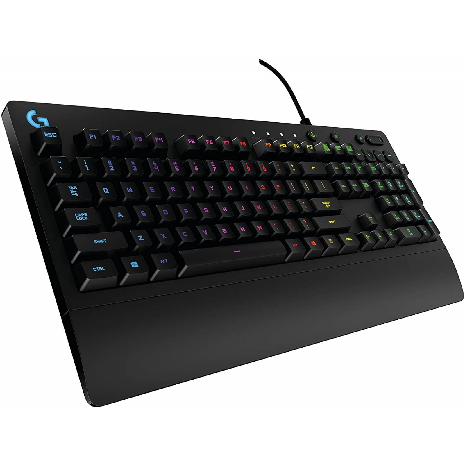 Teclado Gaming Logitech G213 Prodigy con retroiluminación RGB, controles multimedia, resistente a salpicaduras, interfaz USB2.0, (Versión Inglés)