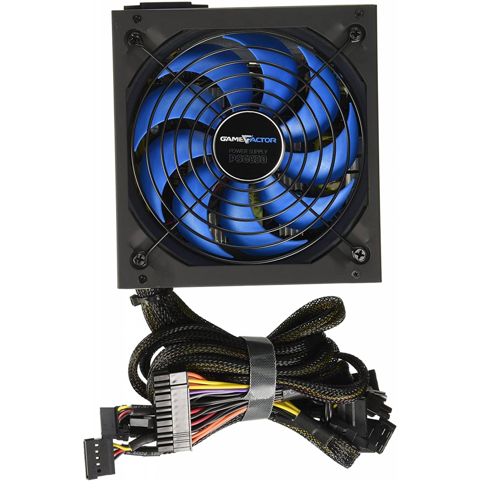 Fuente de Poder Game Factor PSG650, 12V, 650W, Certificacion 80 Plus Bronze, ATX, Ventilador 120 mm, PFC Activo, 20+4 Pines, 2 Pci-e, 3 Molex, 5 Sata