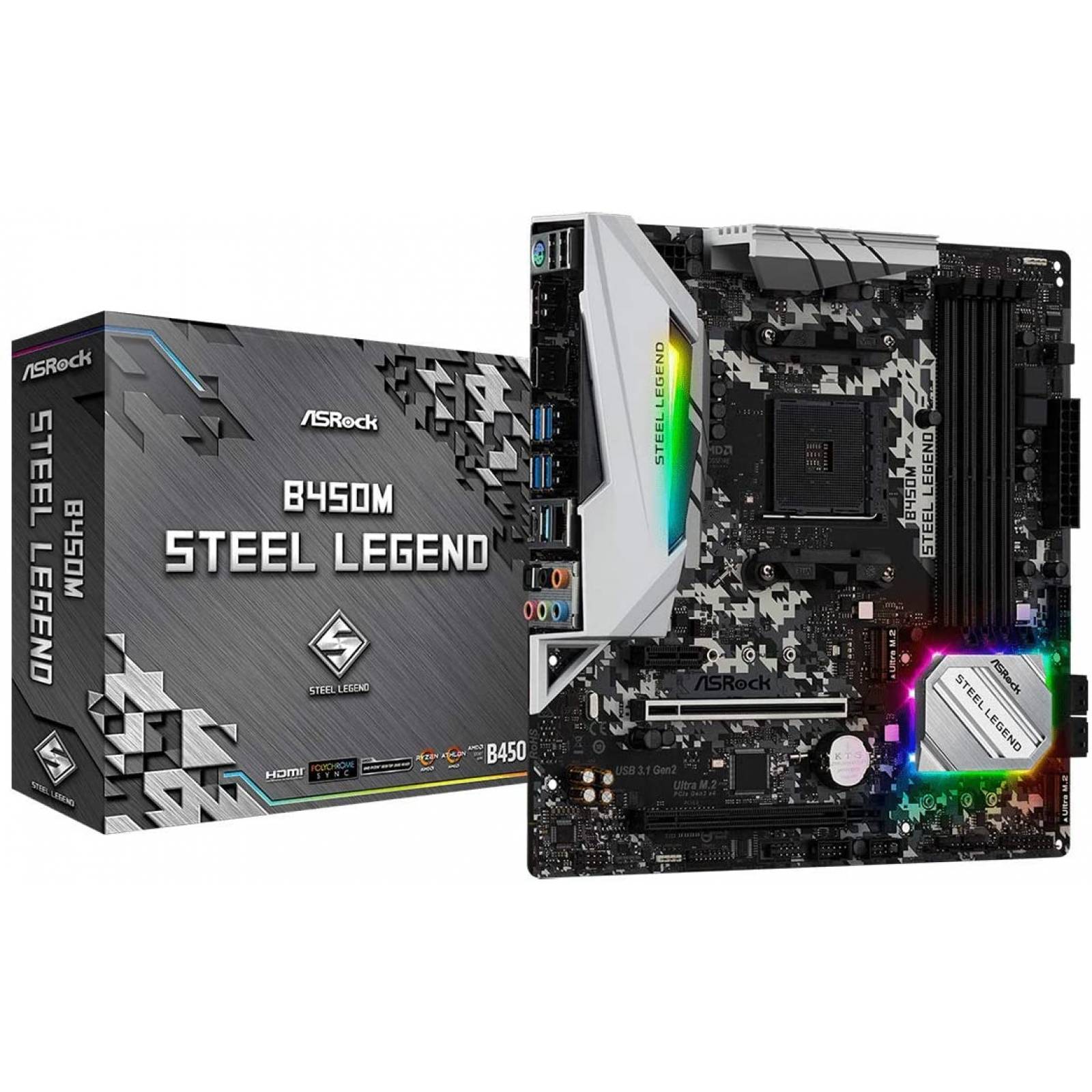 TARJETA MADRE ASROCK B450M STEEL LEGEND SOC AM4 DP Y HDMI DDR4