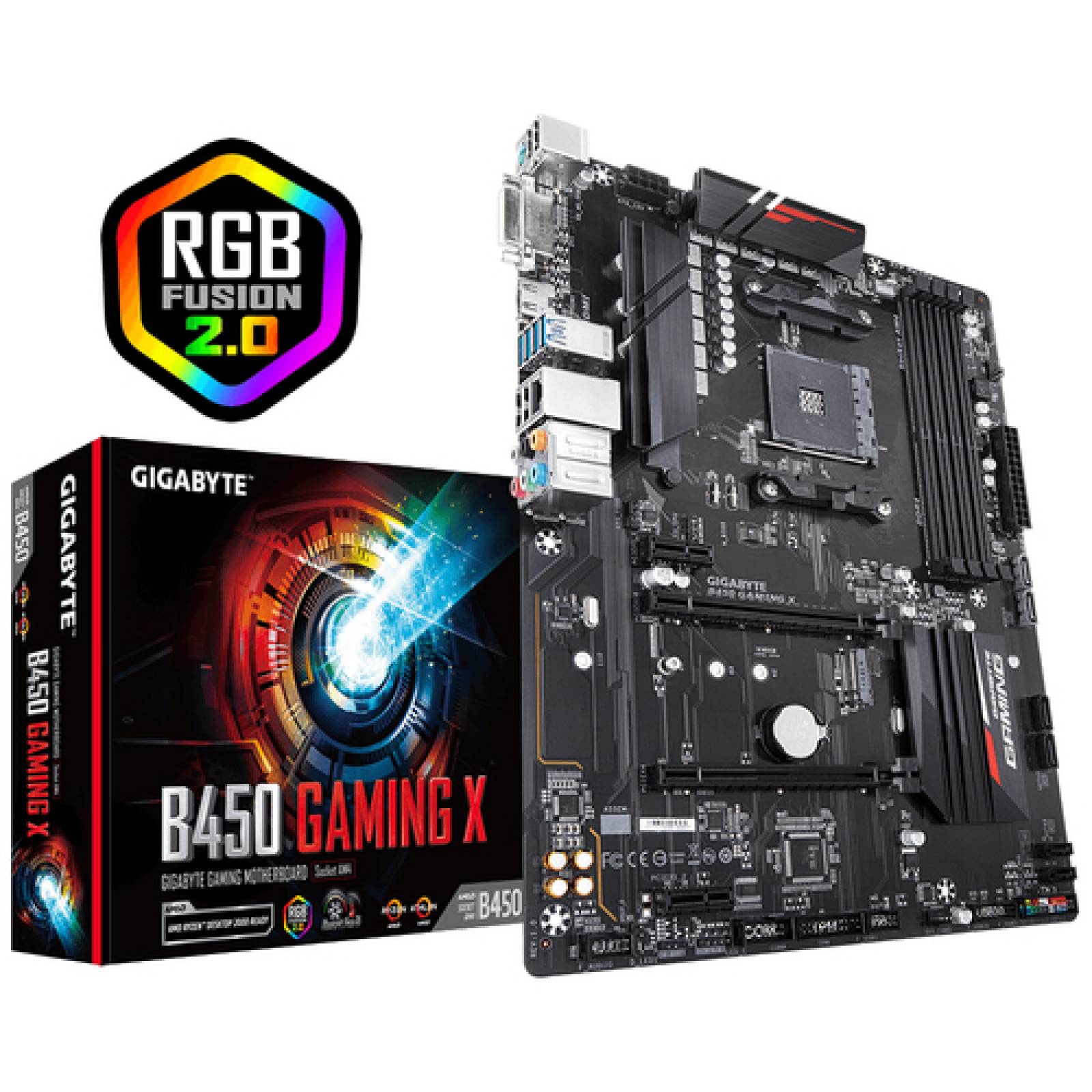 Tarjeta Madre Gigabyte B450 Gaming X Socket AM4, Ryzen 3000, 4xDDR4-SDRAM, 6xSATA III, M.2, 4xUSB 3.0, 4xUSB 2.0, 1xHDMI,