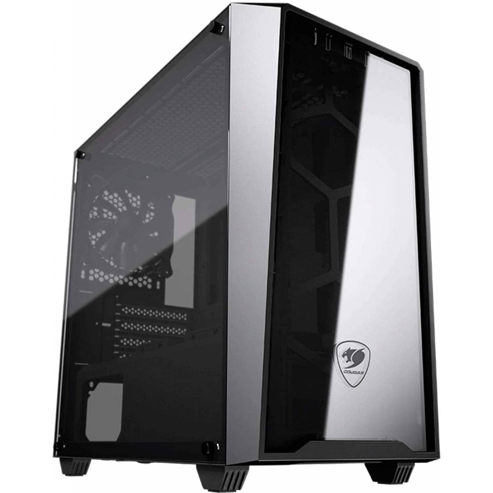 Gabinete Gamer Cougar MG120-G, Media torre, Ventana Lateral y delantera de cristal, Incluye Ventilador 120mm, Mini Torre, Micro ATX, Mini ITX, CGR-5TMZB-G