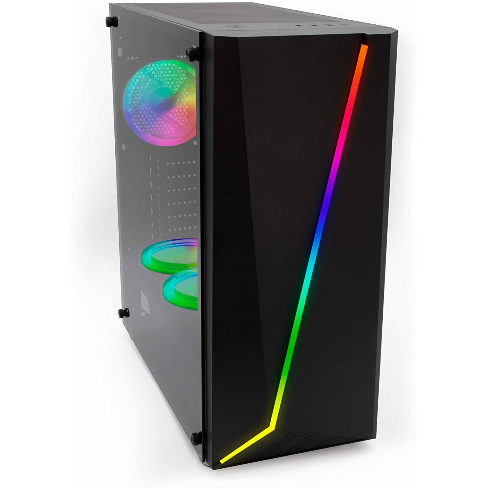 Gabinete Yeyian Armageddon 2200 RGB, Full-Tower, Soporta ATX, Ventana lateral Cristal templado, Incluye 3 ventiladores 120mm RGB, Control luces RGB