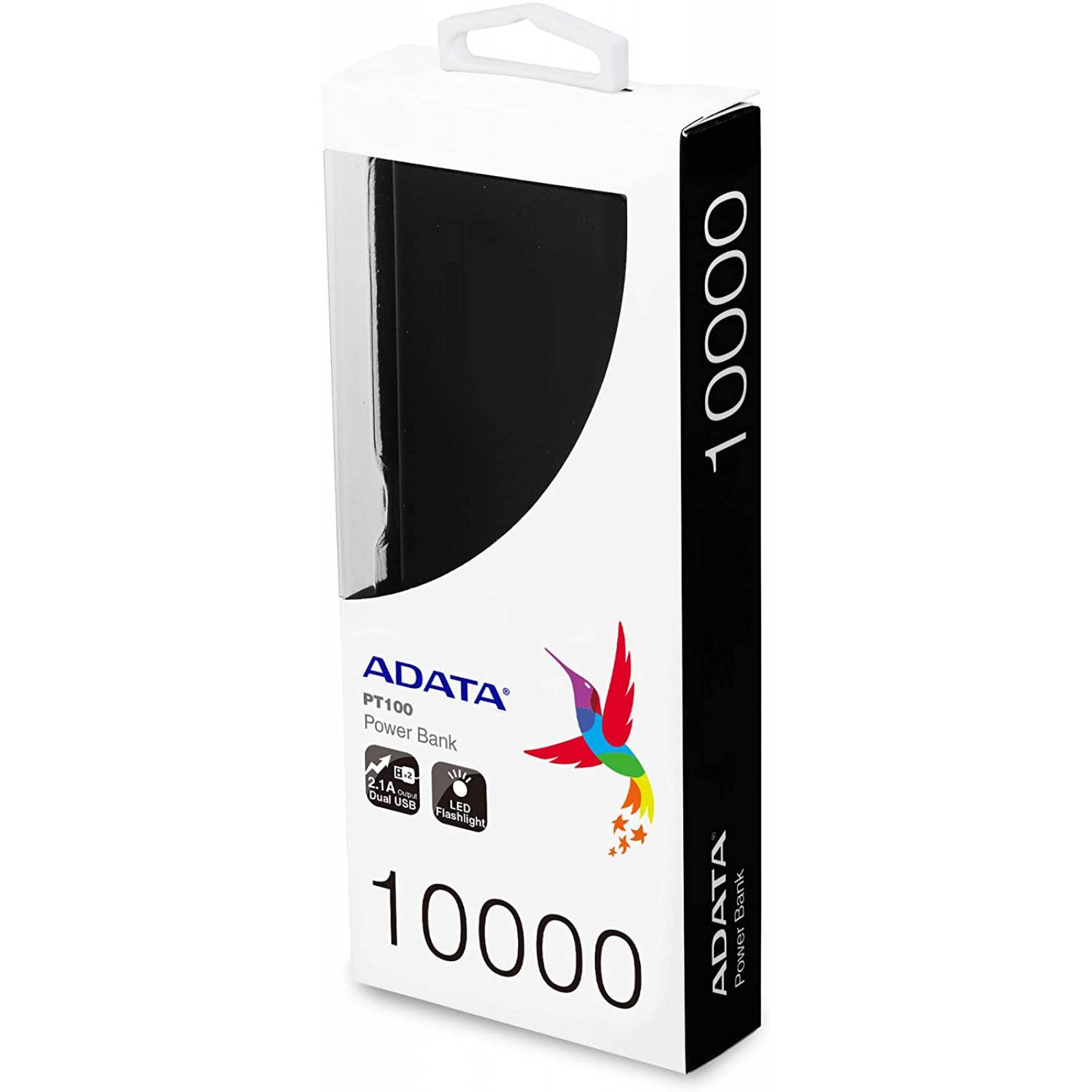 CARGADOR PORTATIL POWER BANK ADATA PT100 10,000MAH 2 SALIDAS USB 5V, 3ampers, LAMPARA LED, NEGRO/VERDE