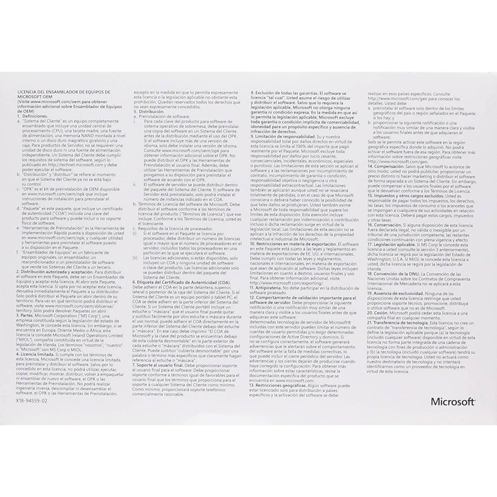 Licencia Microsoft Windows 10 Home (KW9-00142) 64Bit Español Latinoamerica, OEI, Dvd OEM (solo para equipo nuevo, no cambios ni devoluciones)