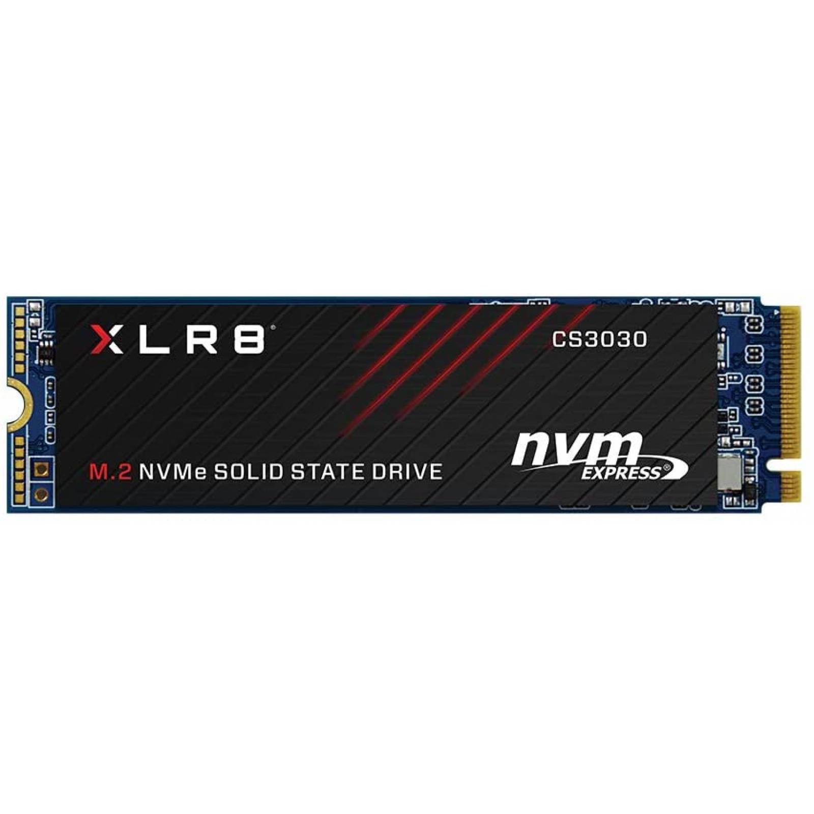 Unidad de Estado Solido M.2 PNY CS3030 XLR8 Gaming, 250Gb, NVMe PCI-e Gen 3x4, Escritura 1050 MB/s, Lectura 3500 MB/s (M280CS3030-250-RB)