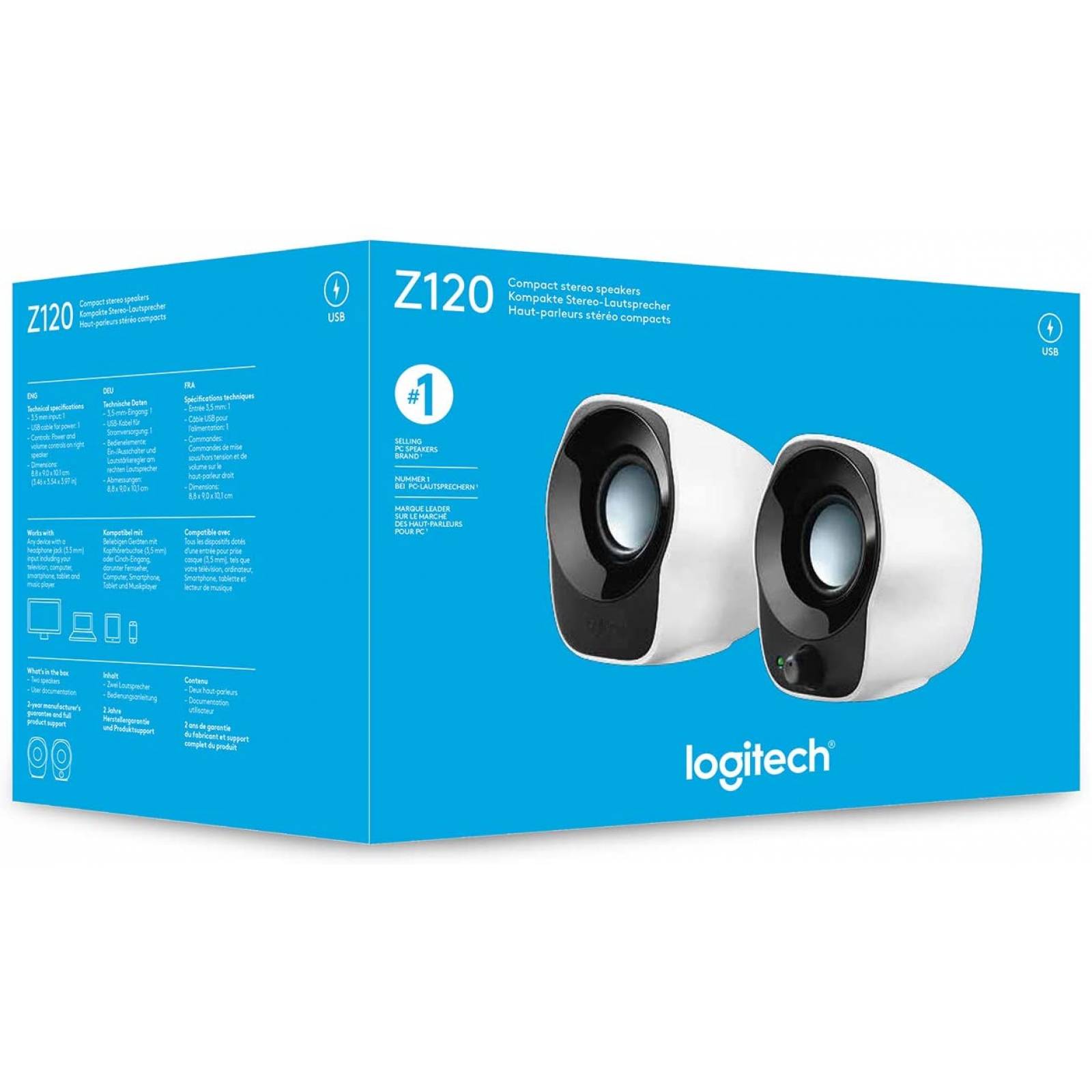 BOCINAS PORTATILES LOGITECH Z120 ALIMENTACION USB AUDIO 3.5MM