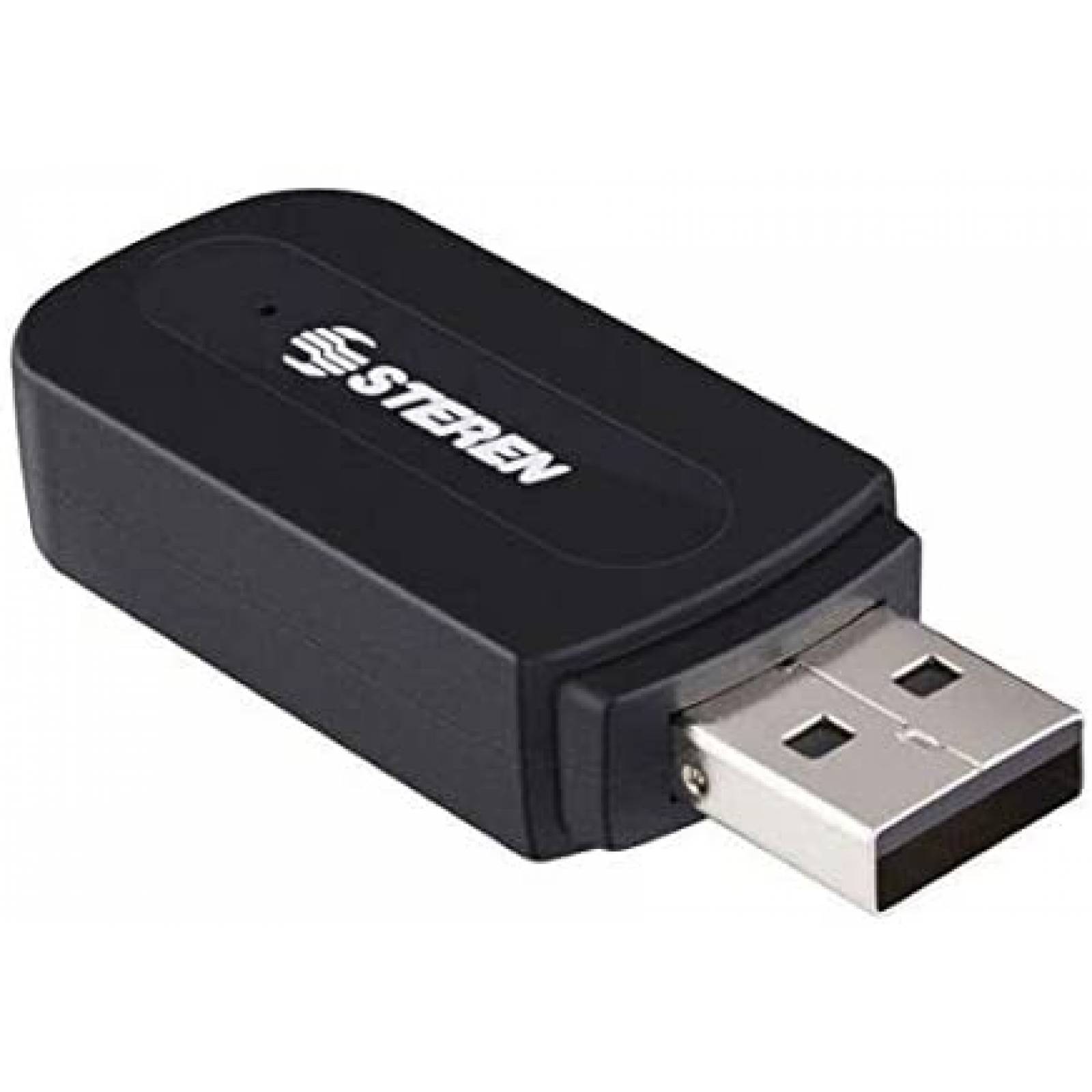 Receptor Bluetooth De Audio Usb Steren, Para Bocinas, Salida De Audio 3.5mm, Incluye Cable, Hasta 8 Metros, Color Negro (POD-144)