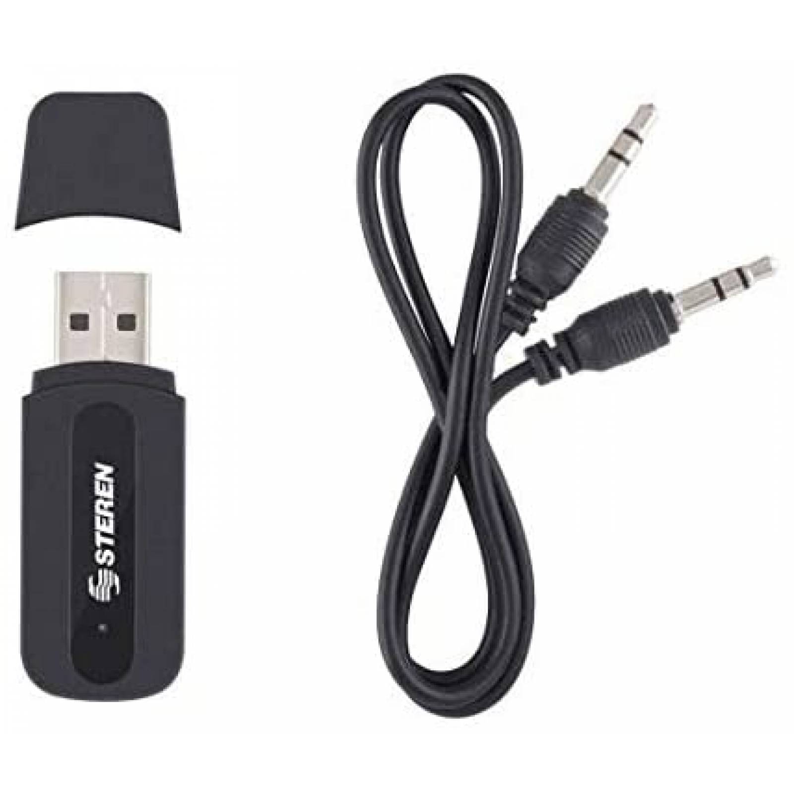 Receptor Bluetooth De Audio Usb Steren, Para Bocinas, Salida De Audio 3.5mm, Incluye Cable, Hasta 8 Metros, Color Negro (POD-144)