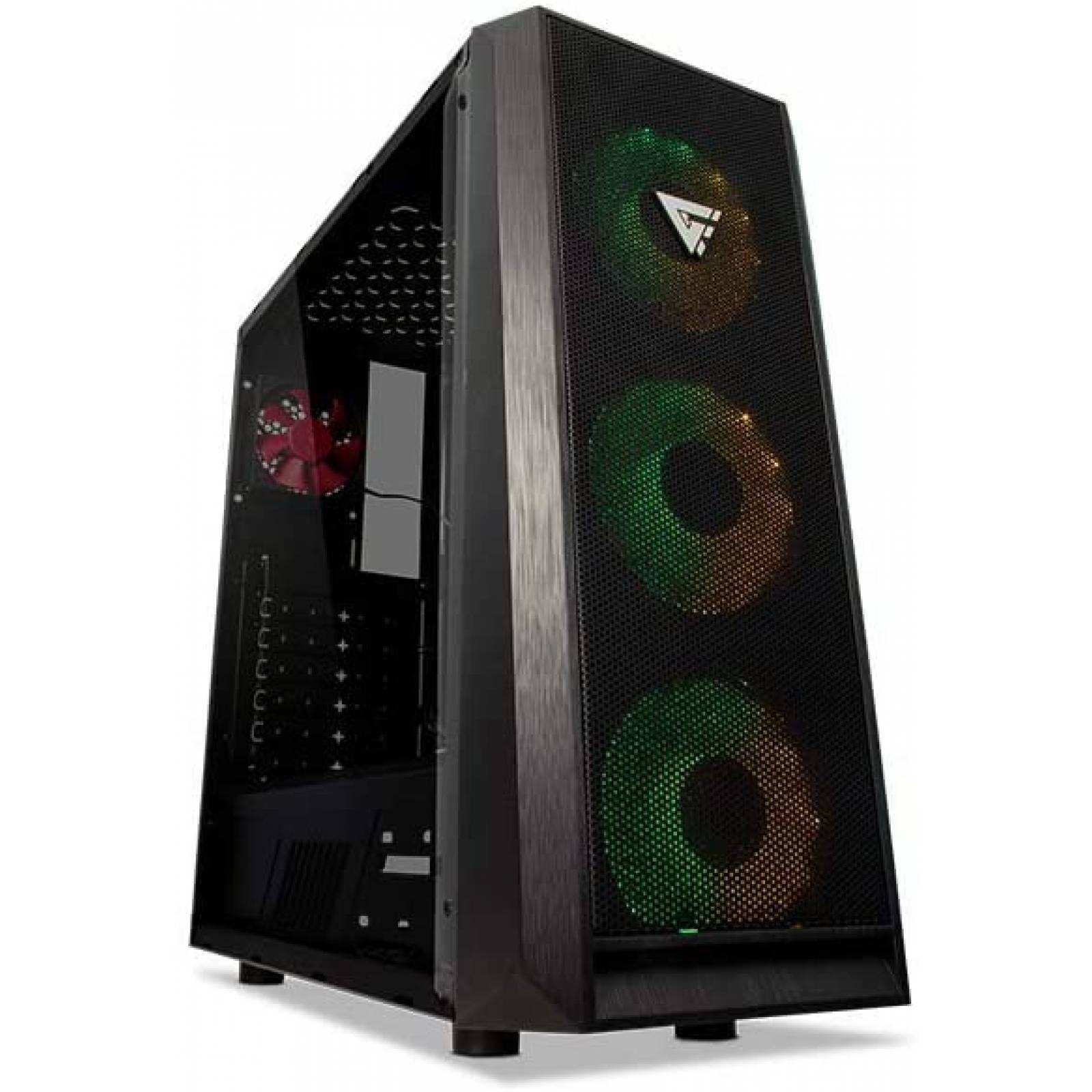 Gabinete GAME FACTOR CSG502 gaming case, ATX, MICRO ATX, MINI ITX, 3 ventiladores 120mm y 1 80mm, bahias de expansion 2x 2.5" 2x 3.5", iluminacion RGB