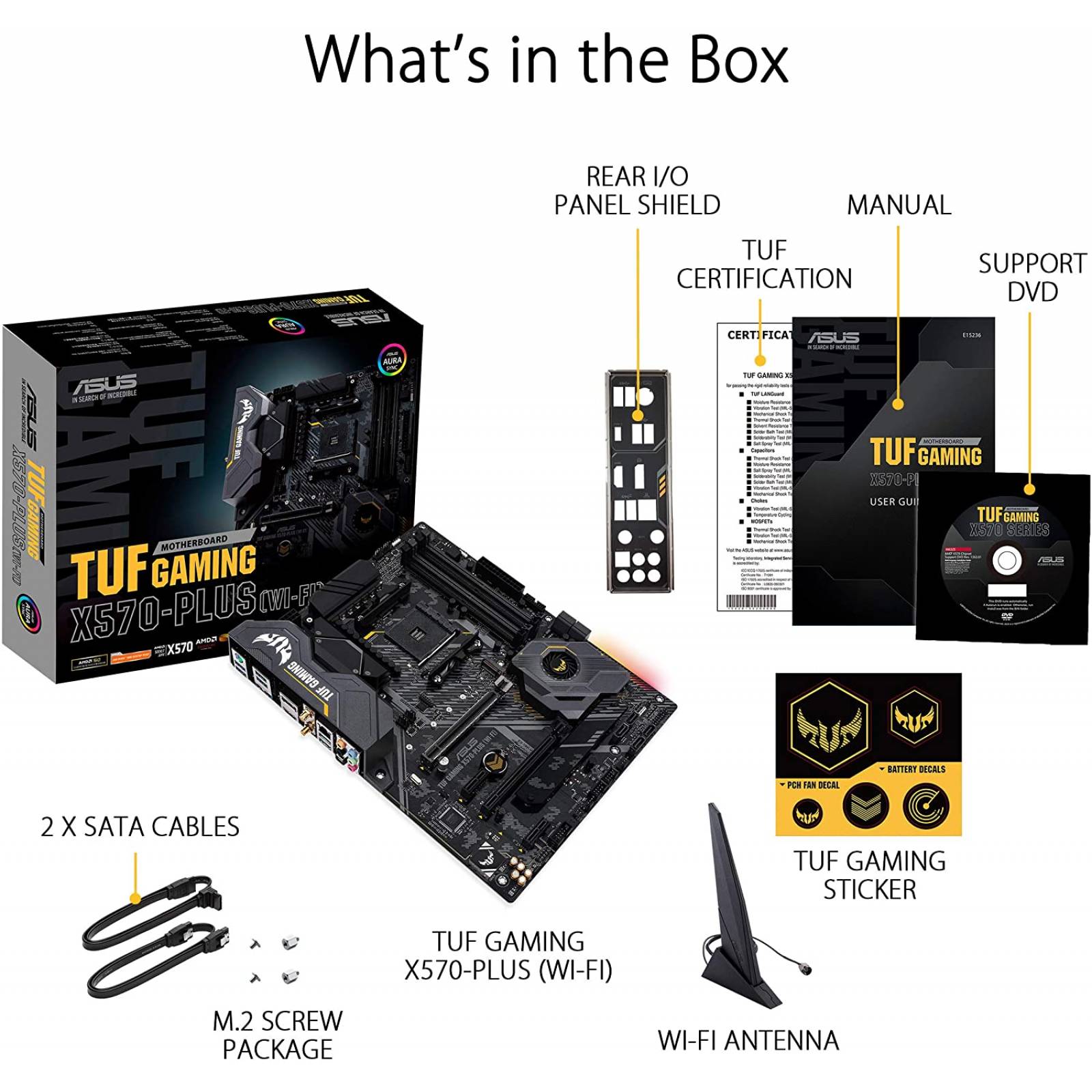 Tarjeta madre Asus TUF Gaming X570-Plus, Socket AM4, 3ra y 2da Generacion, 4xDDR4-SDRAM, 8xSATA, 1xHDMI, 1xDP, ATX, Wi-Fi, TUF GAMING X570-PLUS (WI-FI)
