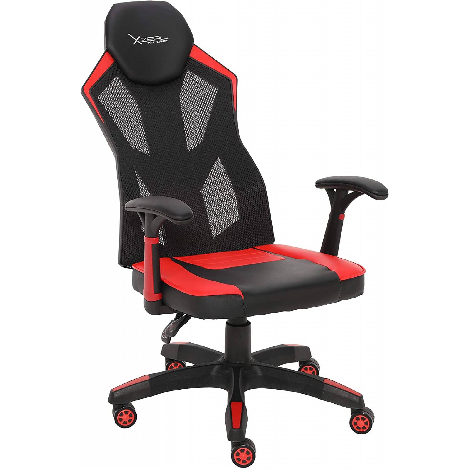Silla Gamer Xzeal XZSXZ30R, Asiento giratorio ajustable, Base de Acero, Pistón clase 2, Multi-Inclinacion, 5 soportes PVC, Color Rojo