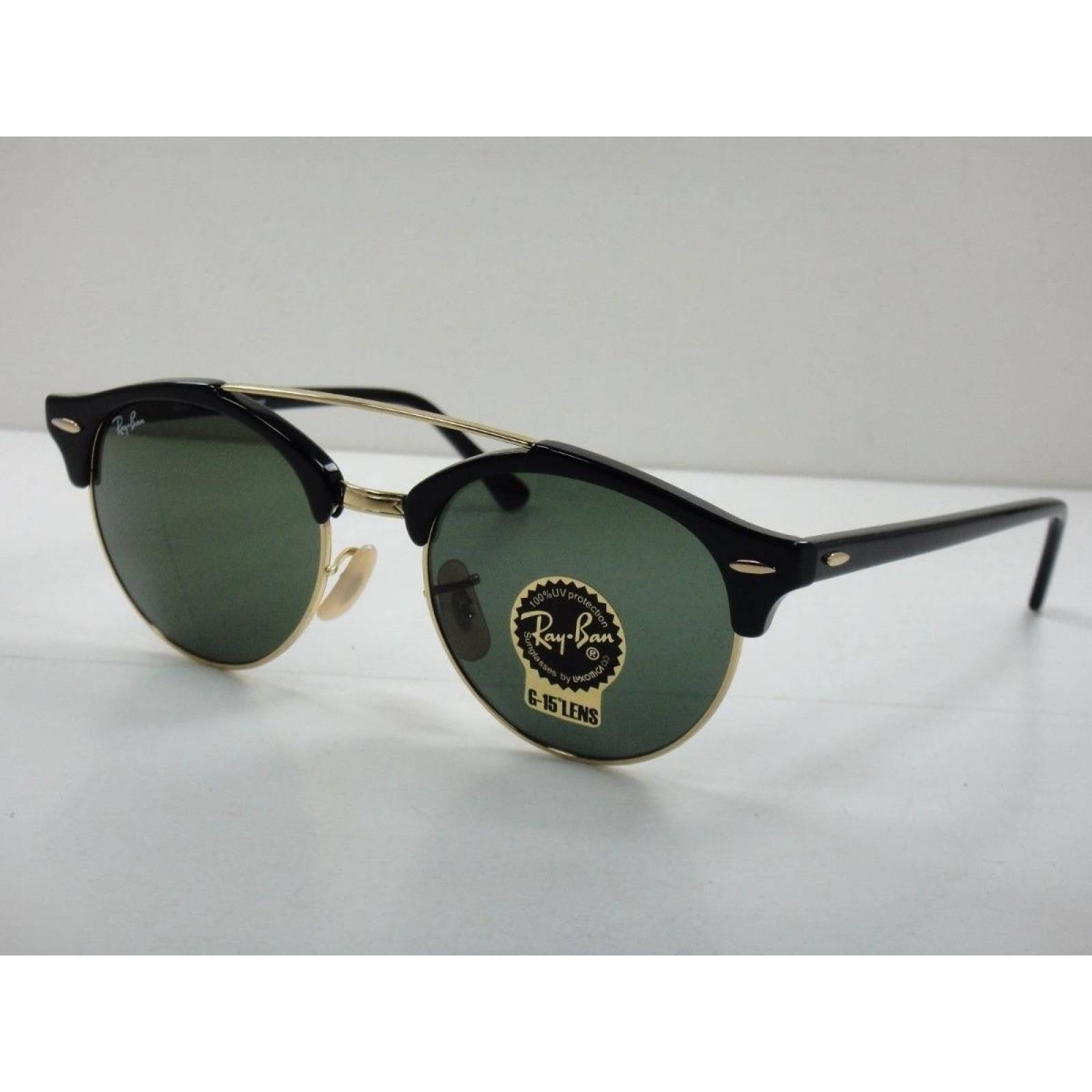 Ray Ban Rb4346 901 Clubround Double Bridge Negro G-15 Dorado