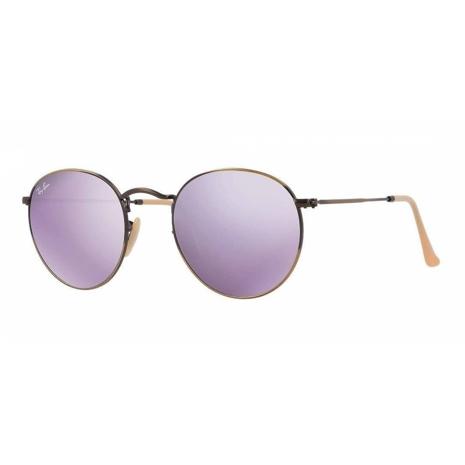 Ray Ban Rb3447 167/4k Round Metal Lila Espejo Bronce