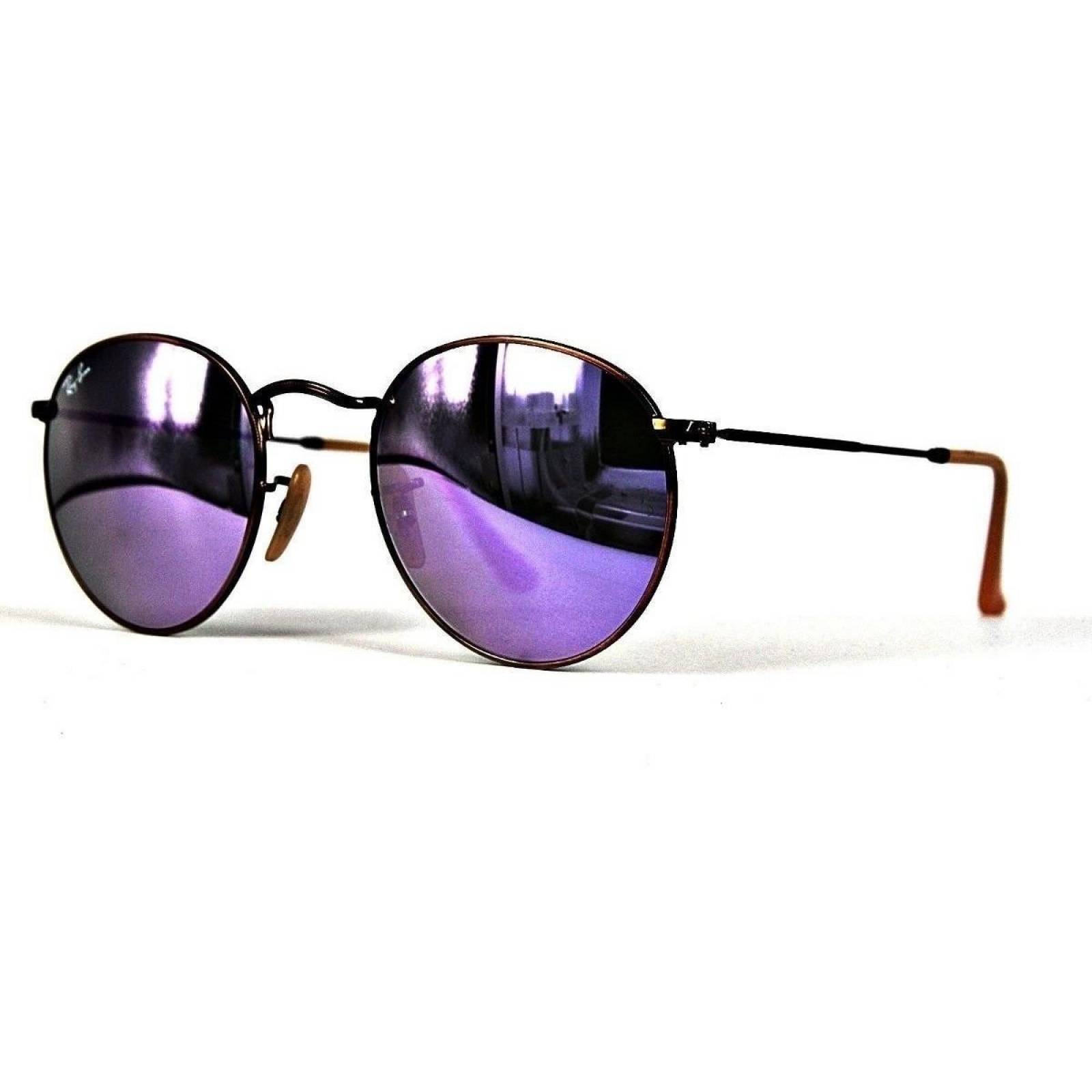 Ray Ban Rb3447 167/4k Round Metal Lila Espejo Bronce