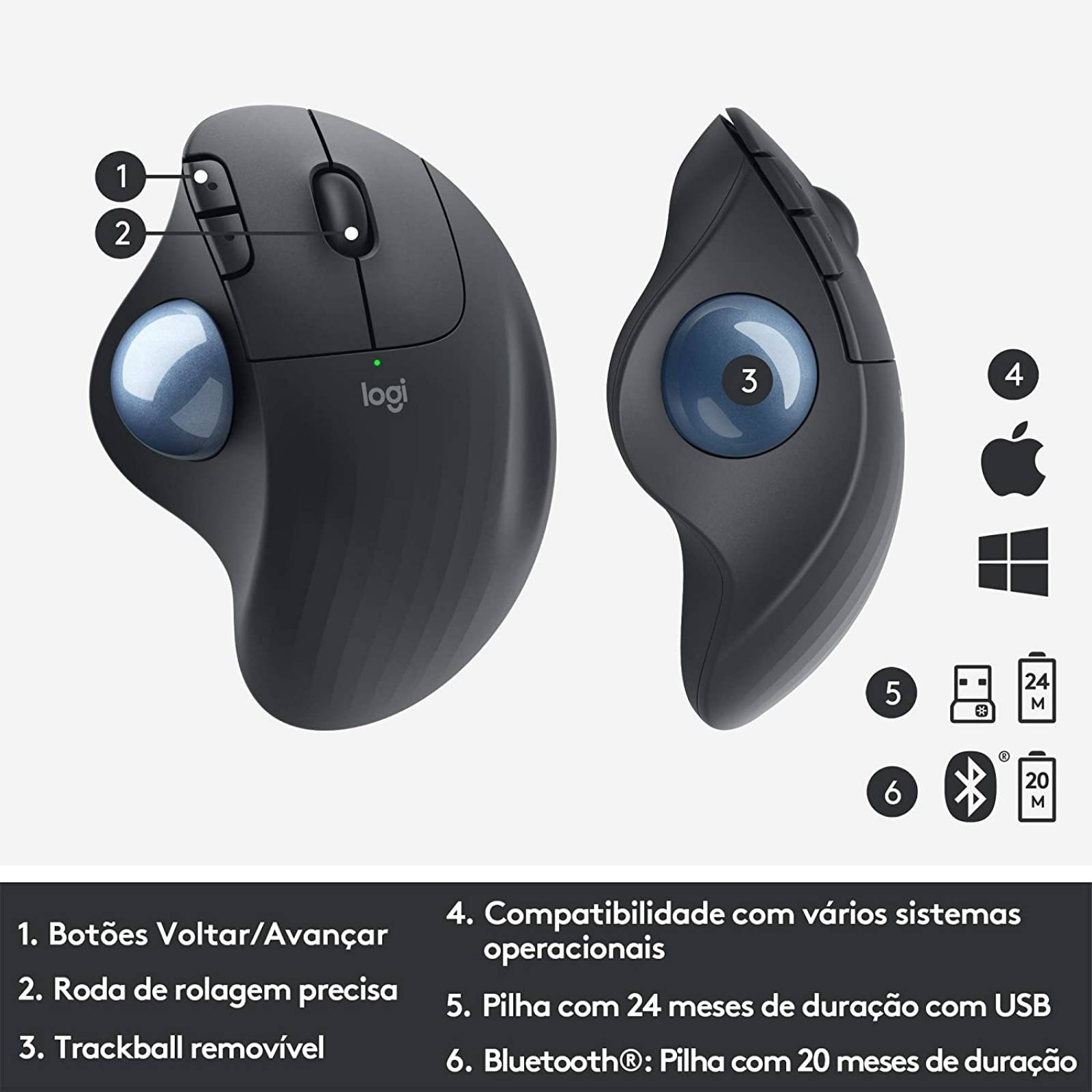 MOUSE LOGITECH ERGO M575 WIRELESS TRACKBALL BLUETOOTH NEGRO 910-005869