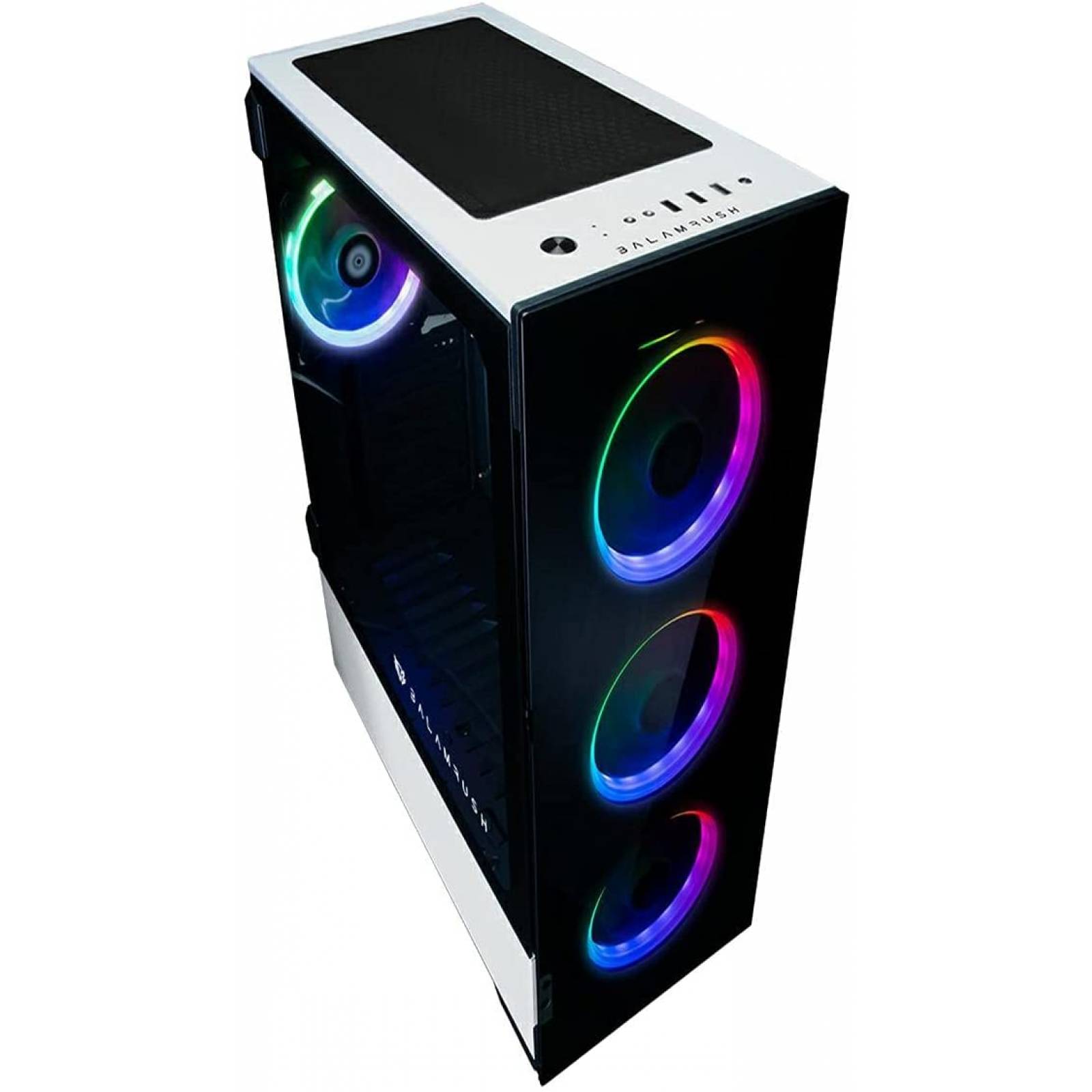 Gabinete Balam Rush Thinos, Atx, MicroAtx, 4 Ventiladores Rgb, Panel De Cristal, Soporte Enfriamiento Liquido, Filtro De Polvo Magnetico, Color Blanco