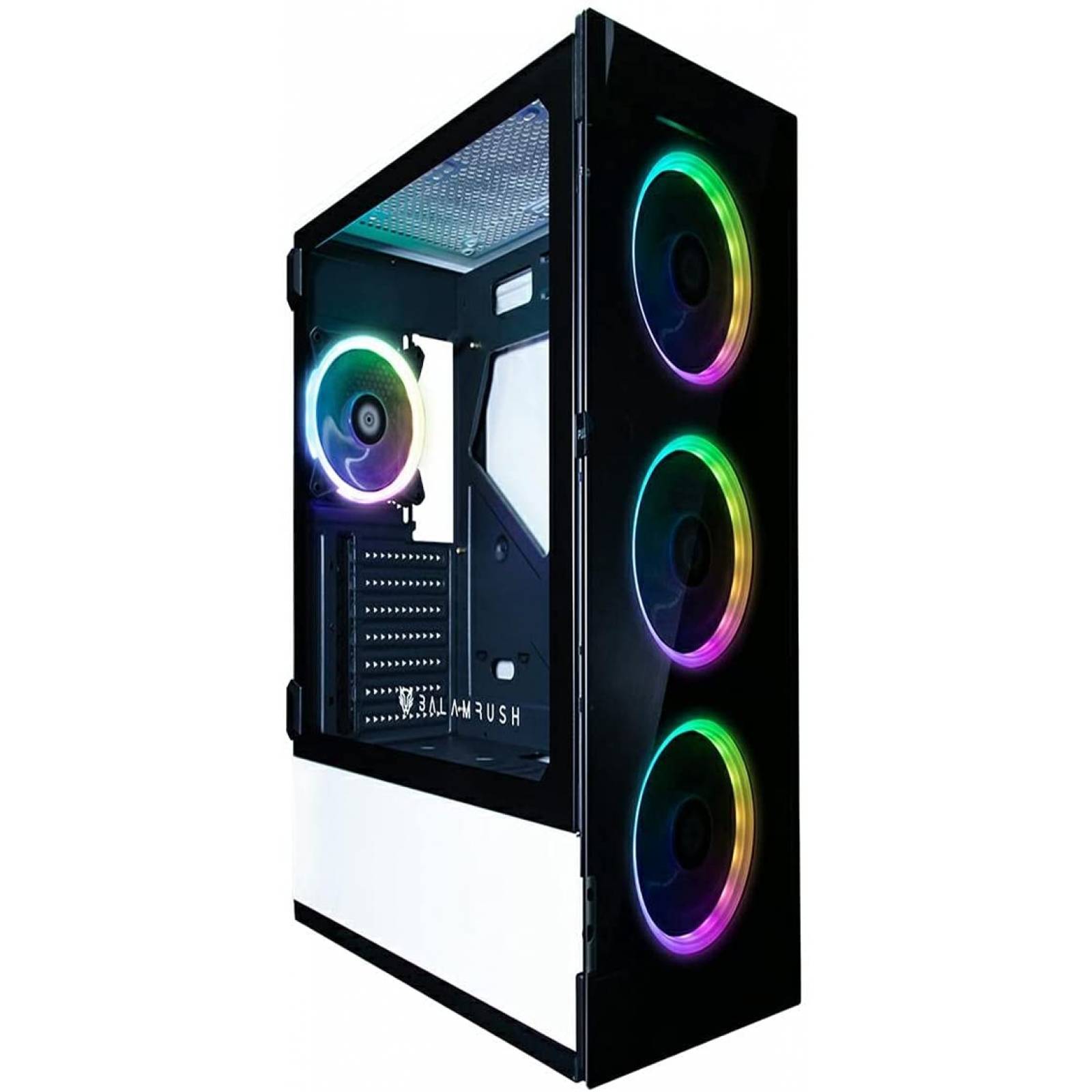 Gabinete Balam Rush Thinos, Atx, MicroAtx, 4 Ventiladores Rgb, Panel De Cristal, Soporte Enfriamiento Liquido, Filtro De Polvo Magnetico, Color Blanco